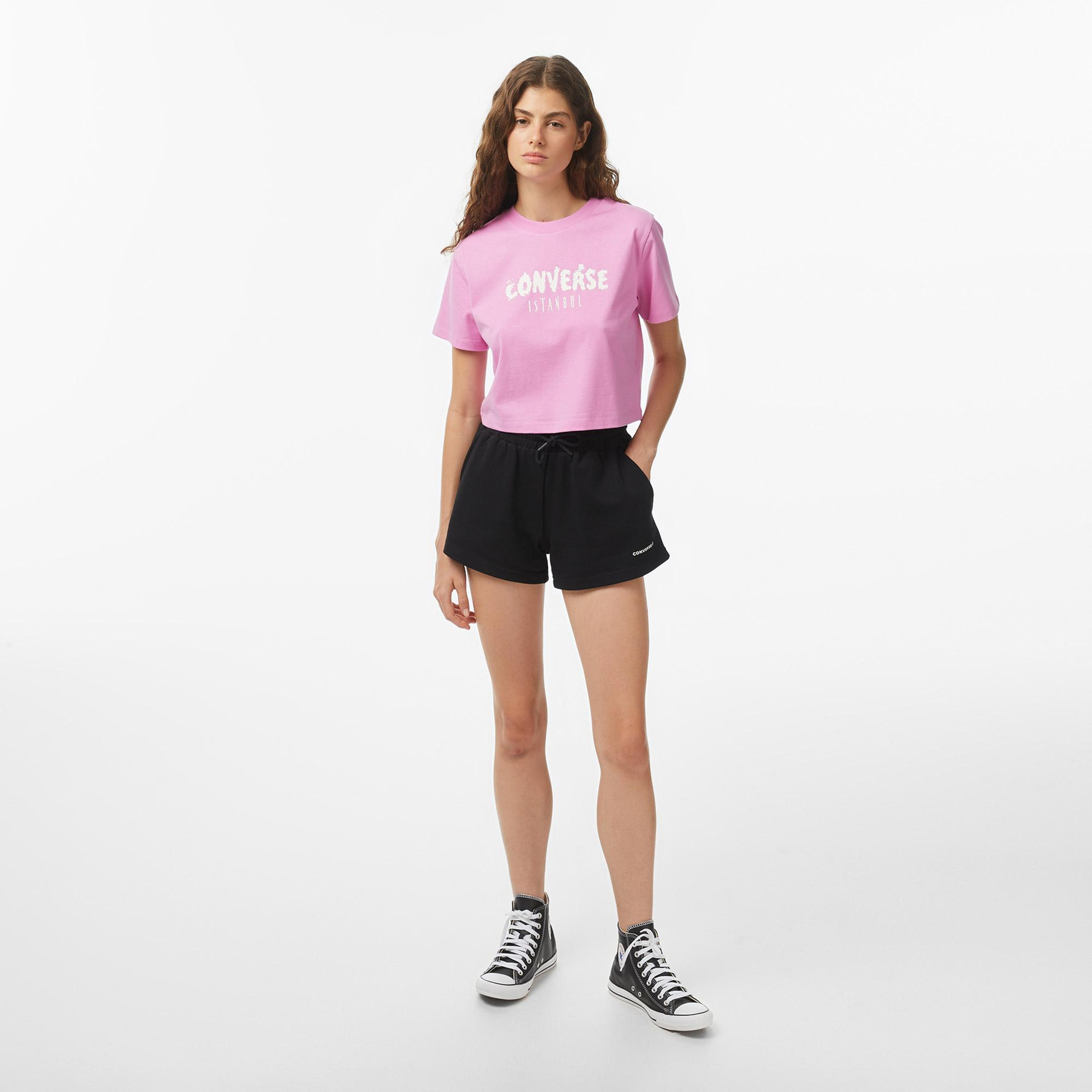 Converse Kadın Pembe Grafik Baskılı T-Shirt