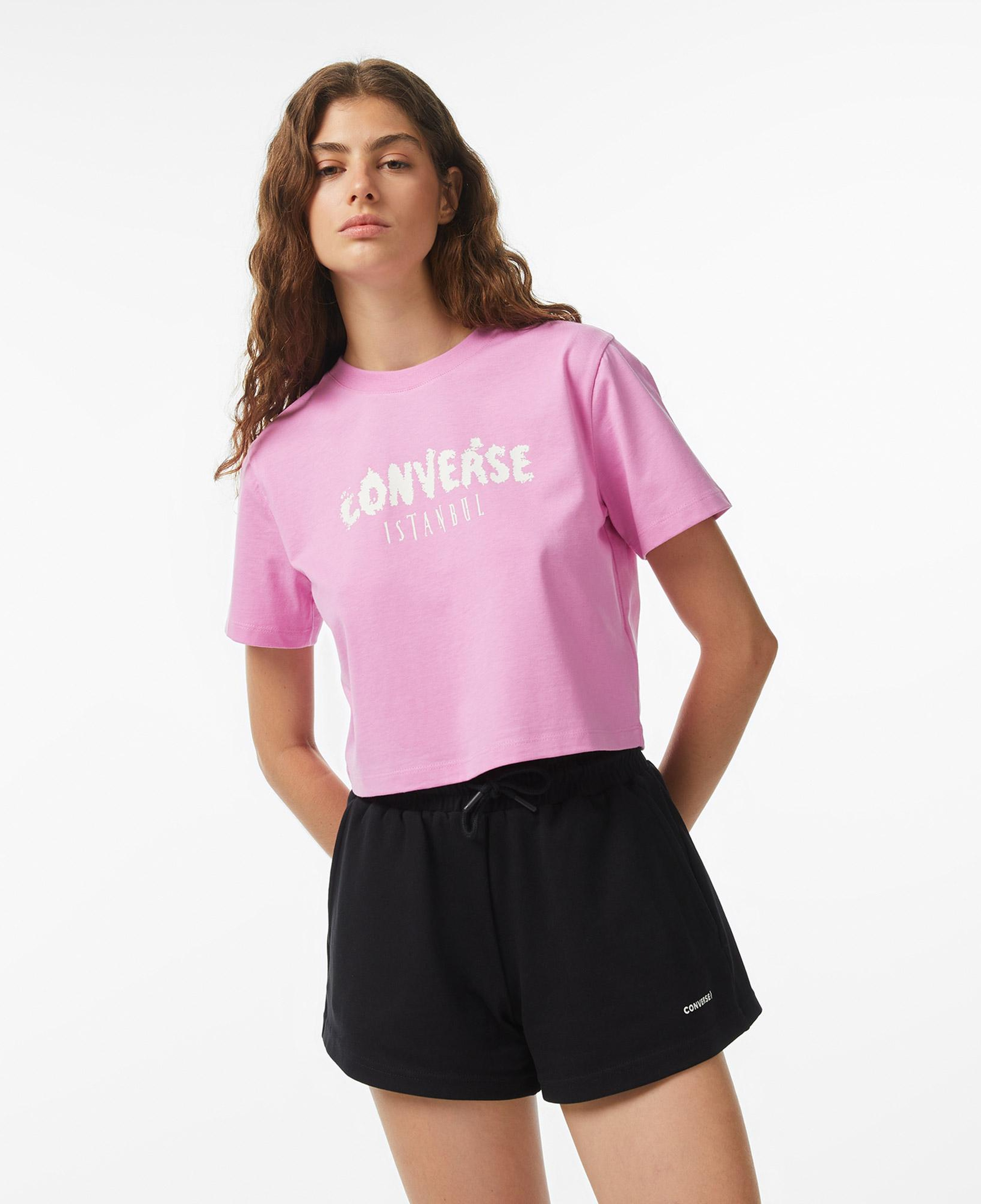 Converse Kadın Pembe Grafik Baskılı T-Shirt