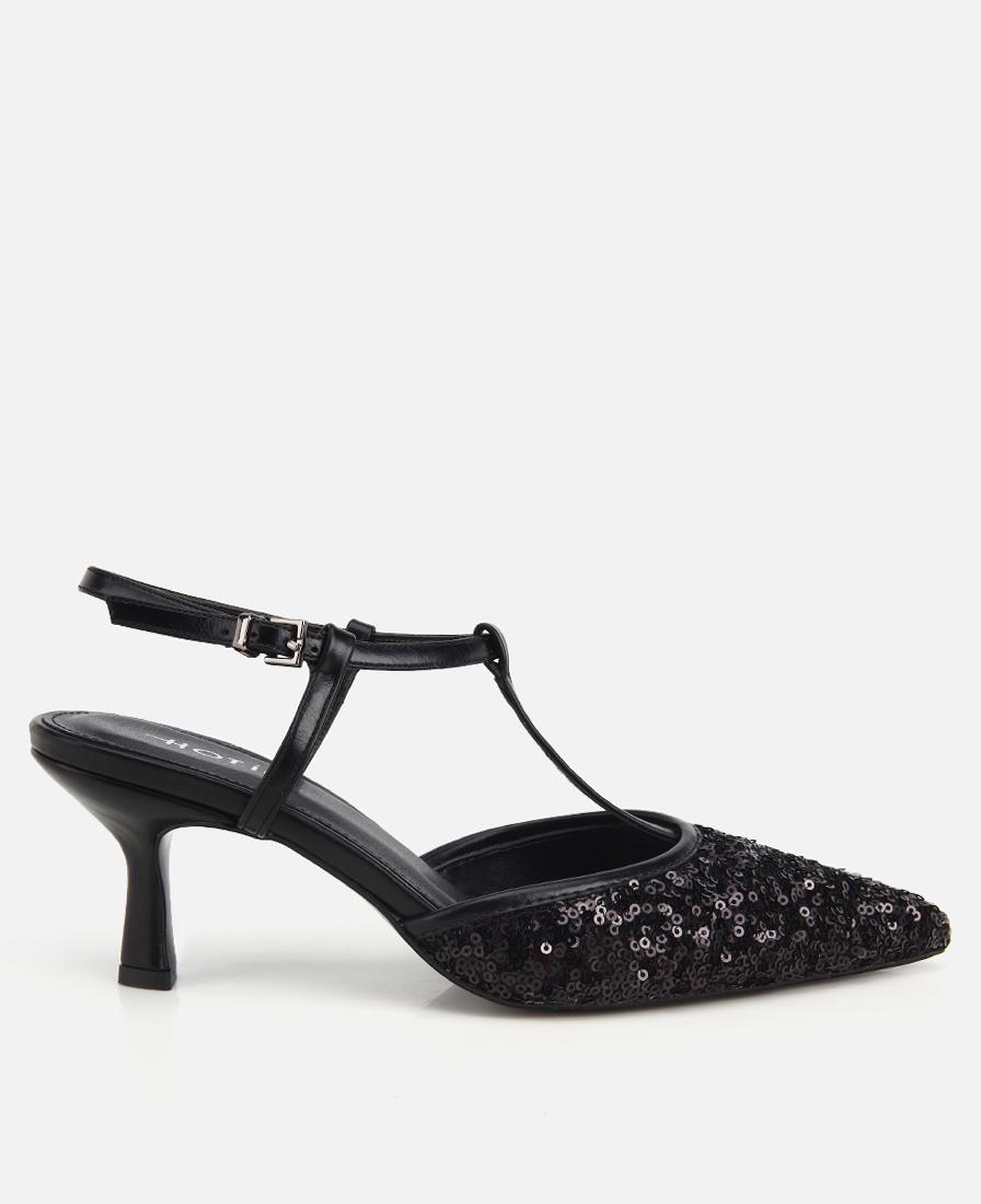 Kadın Siyah Taş Detaylı Arkası Açık İnce Topuklu Stiletto