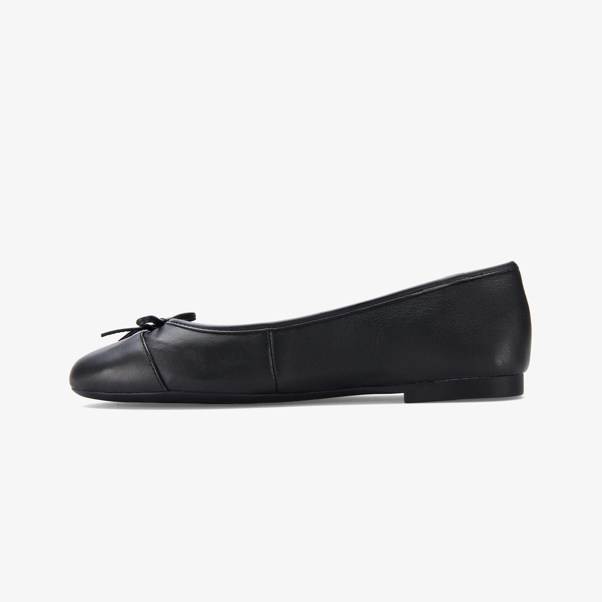 Tommy Hilfiger Toe Leather Ballerina Kadın Siyah Babet