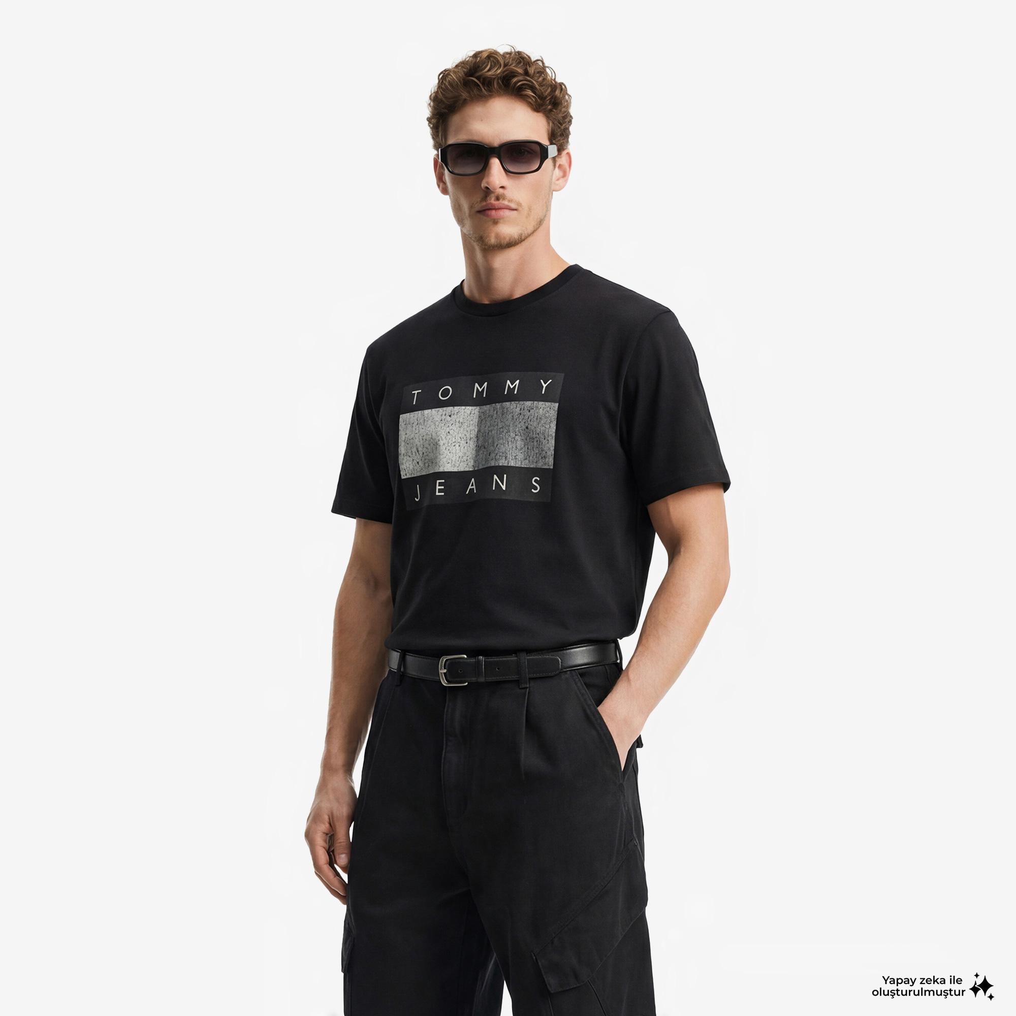 Tommy Hilfiger Flag Bearer Erkek Siyah T-Shirt