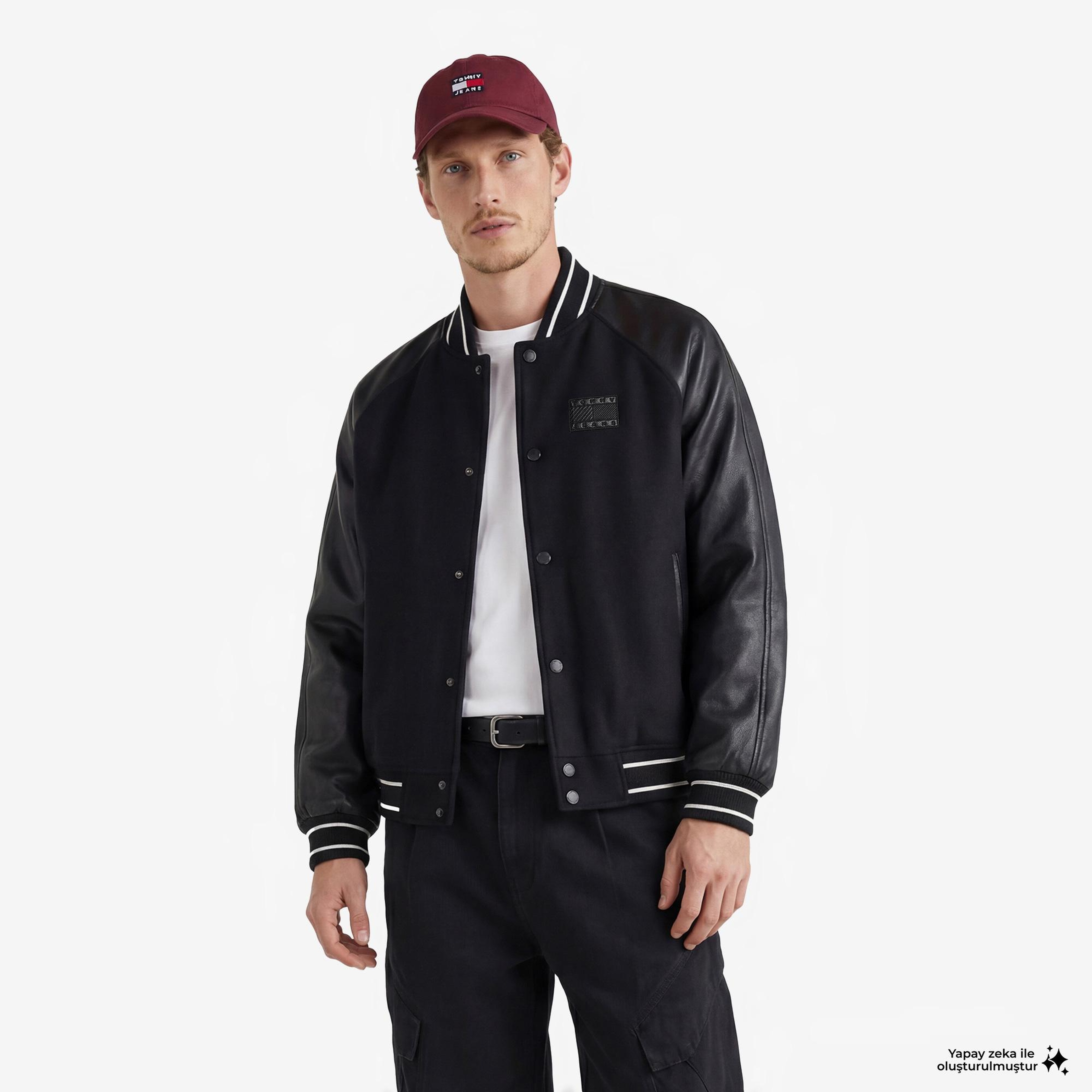 Tommy Hilfiger Varsity Erkek Siyah Ceket