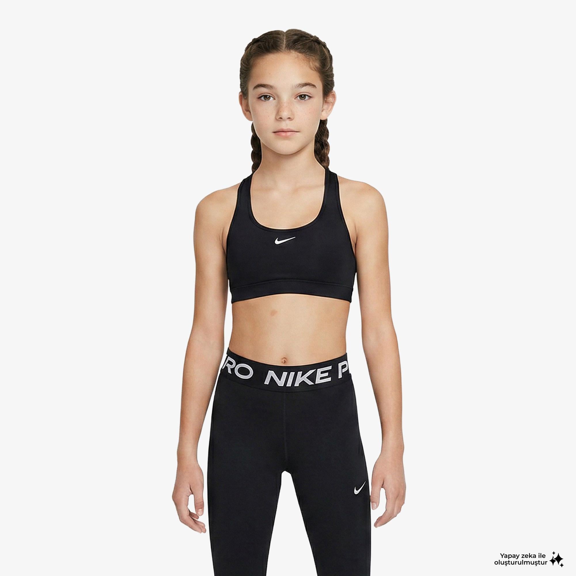 Nike Dri-Fit Swoosh Çocuk Siyah Bra