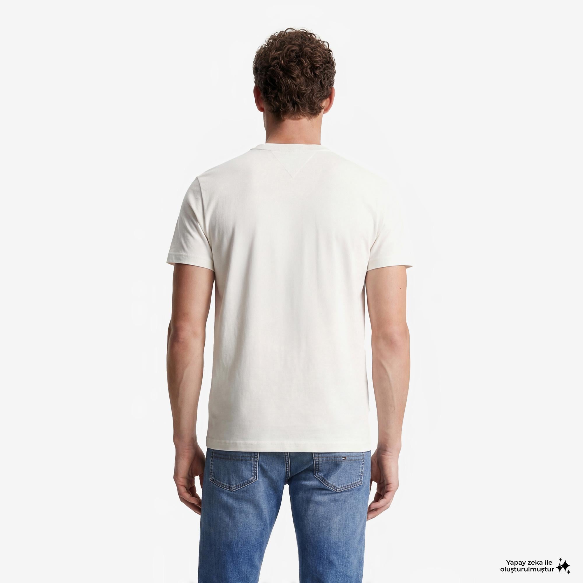 Tommy Hilfiger Flag Erkek Beyaz T-Shirt