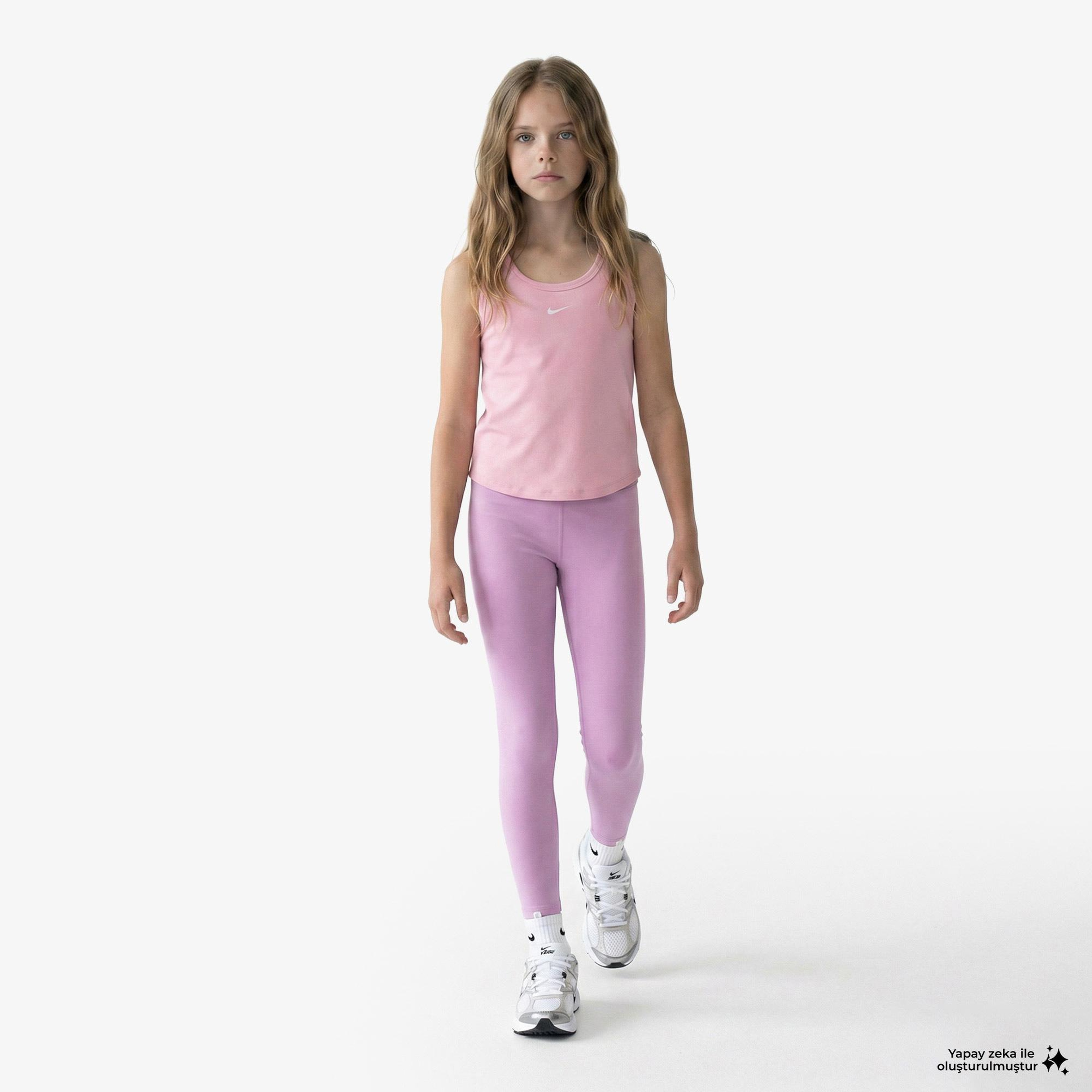 Nike Dri-Fit One Yüksel Belli Çocuk Pembe Tayt