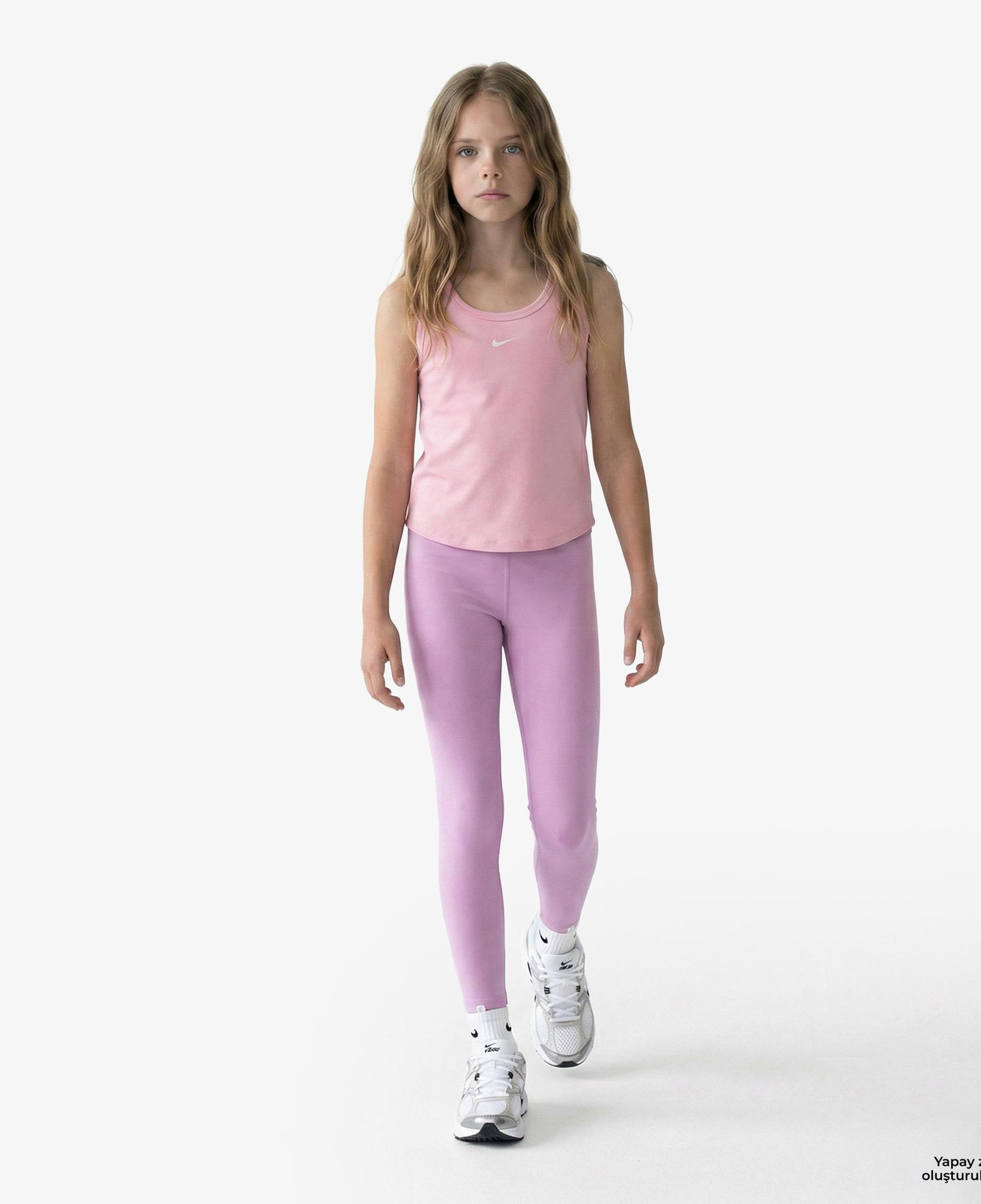 Nike Dri-Fit One Yüksel Belli Çocuk Pembe Tayt