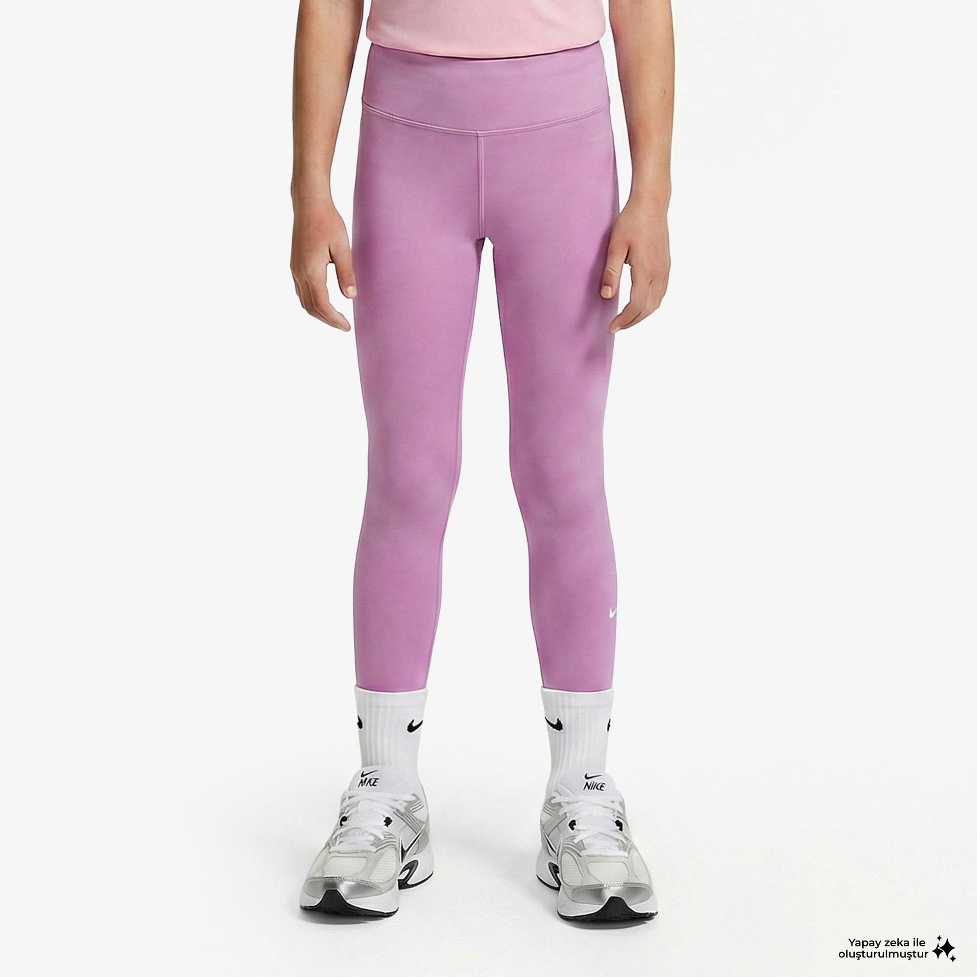 Nike Dri-Fit One Yüksel Belli Çocuk Pembe Tayt