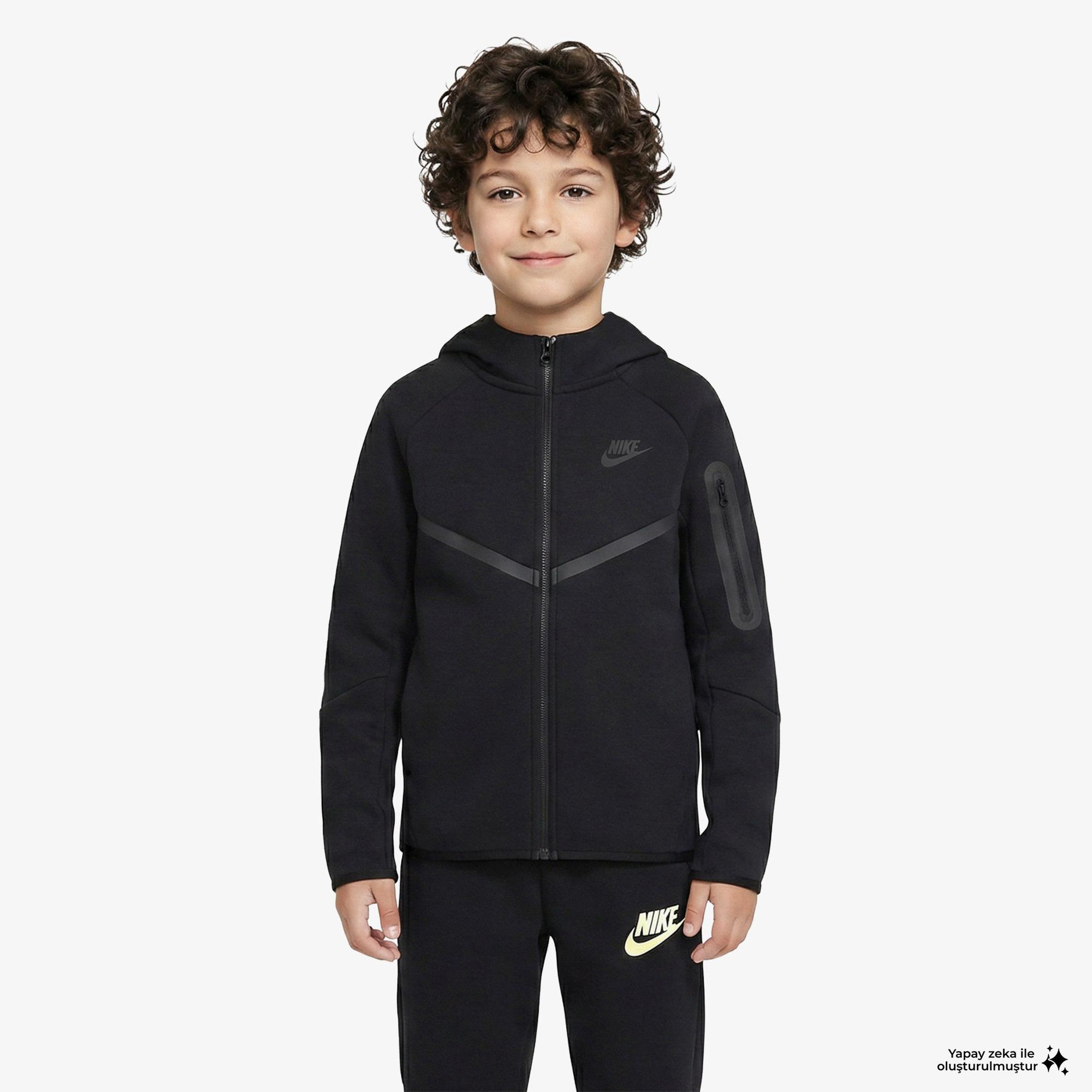 Nike Sportswear Tech Fleece Çocuk Siyah Eşofman Üstü