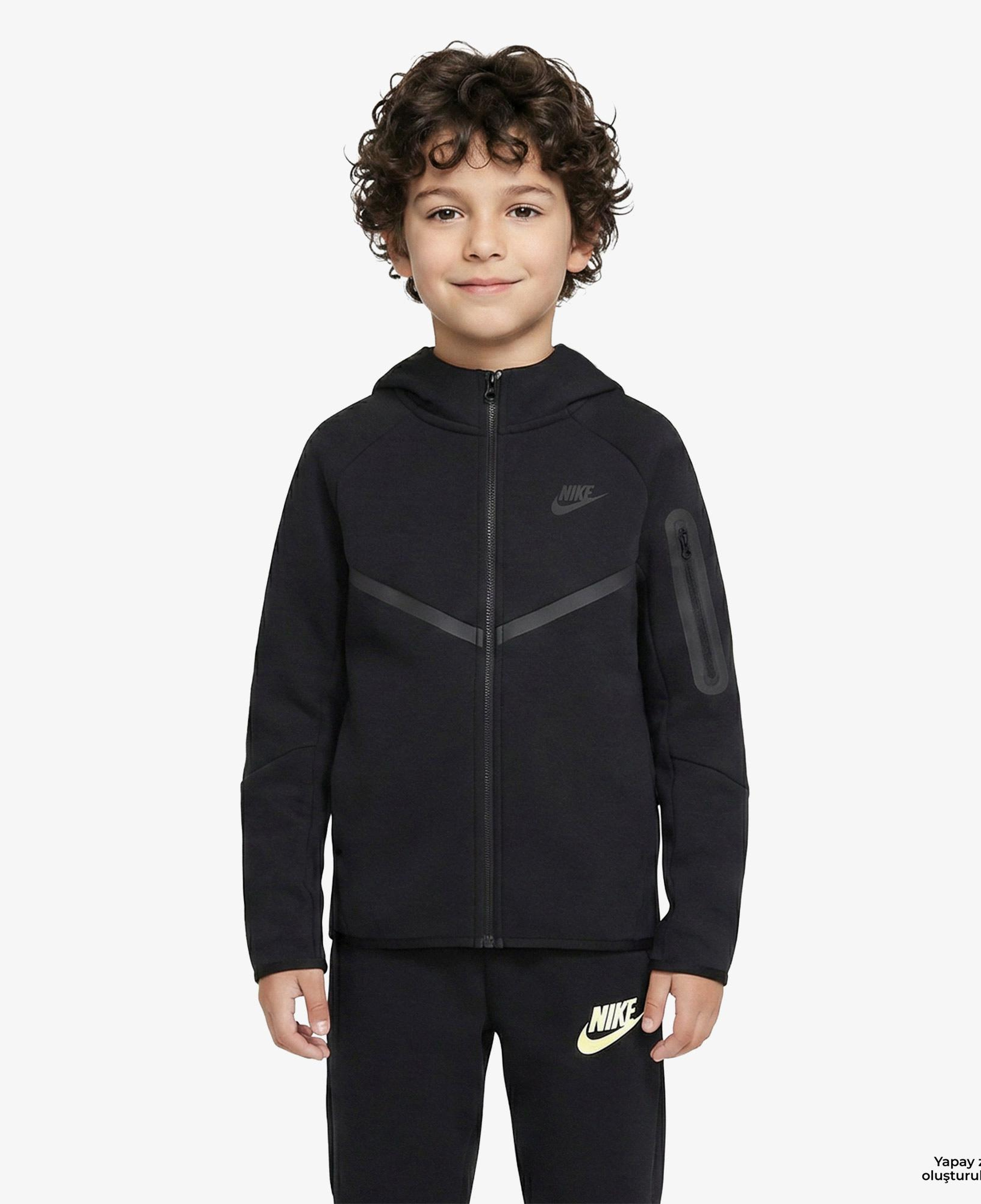 Nike Sportswear Tech Fleece Çocuk Siyah Eşofman Üstü