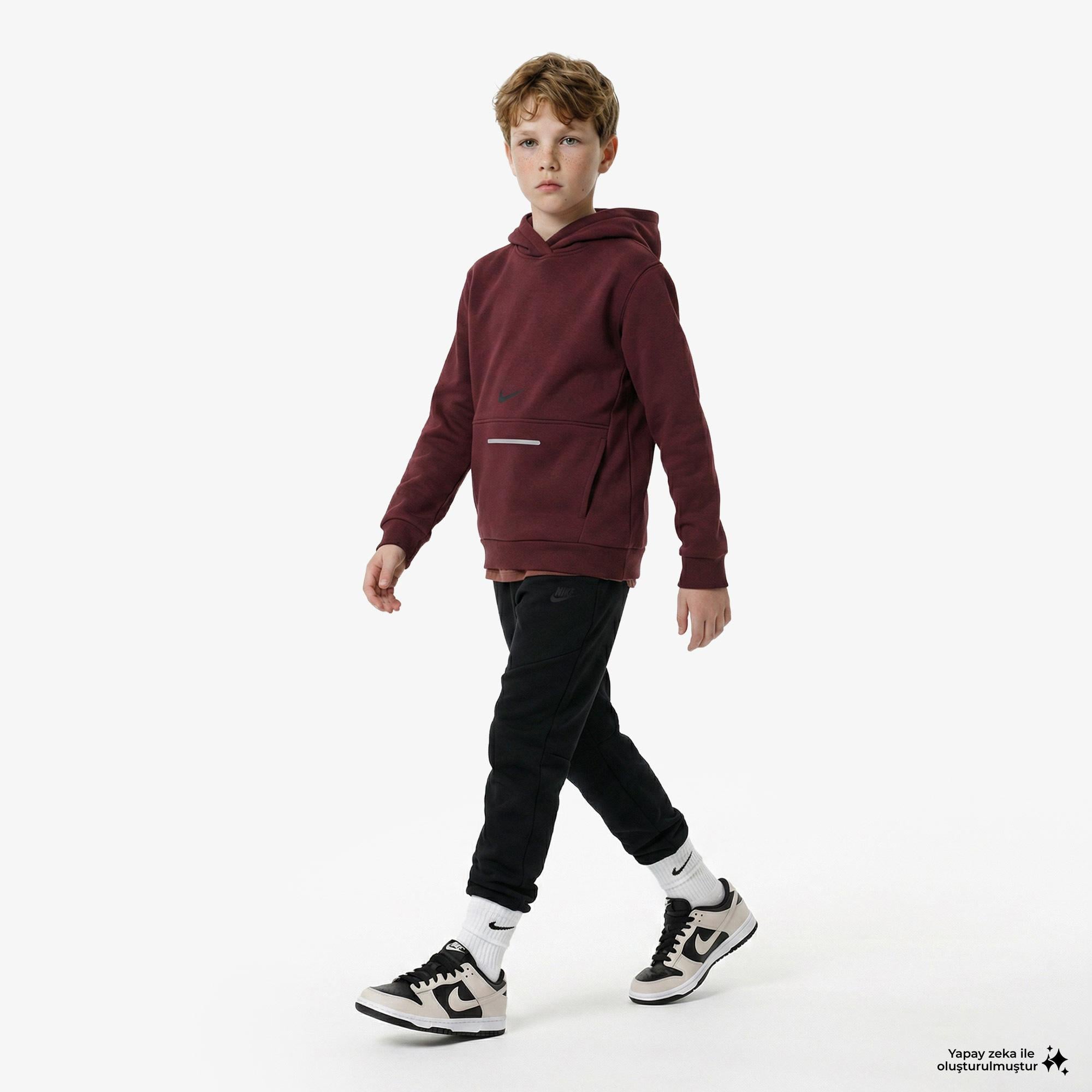 Nike Sportswear Club Fleece Çocuk Bordo Kapüşonlu Hoodie