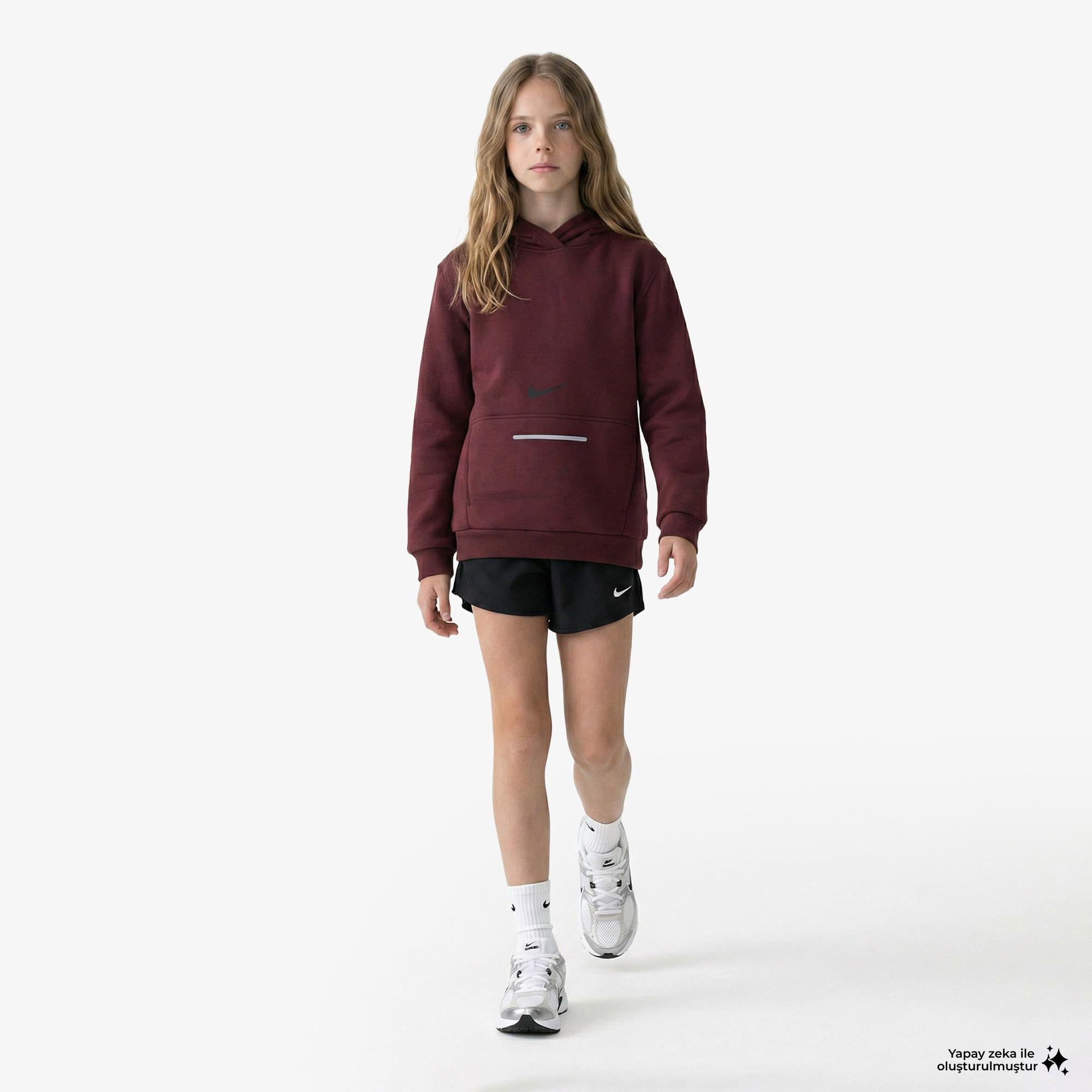 Nike Sportswear Club Fleece Çocuk Bordo Kapüşonlu Hoodie