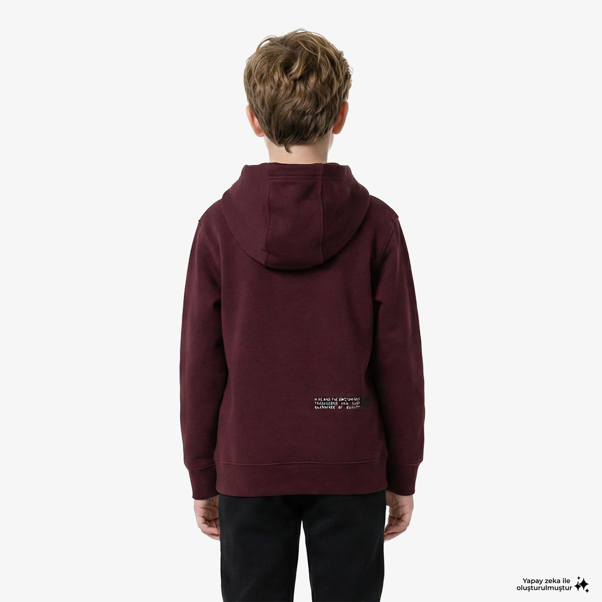 Nike Sportswear Club Fleece Çocuk Bordo Kapüşonlu Hoodie