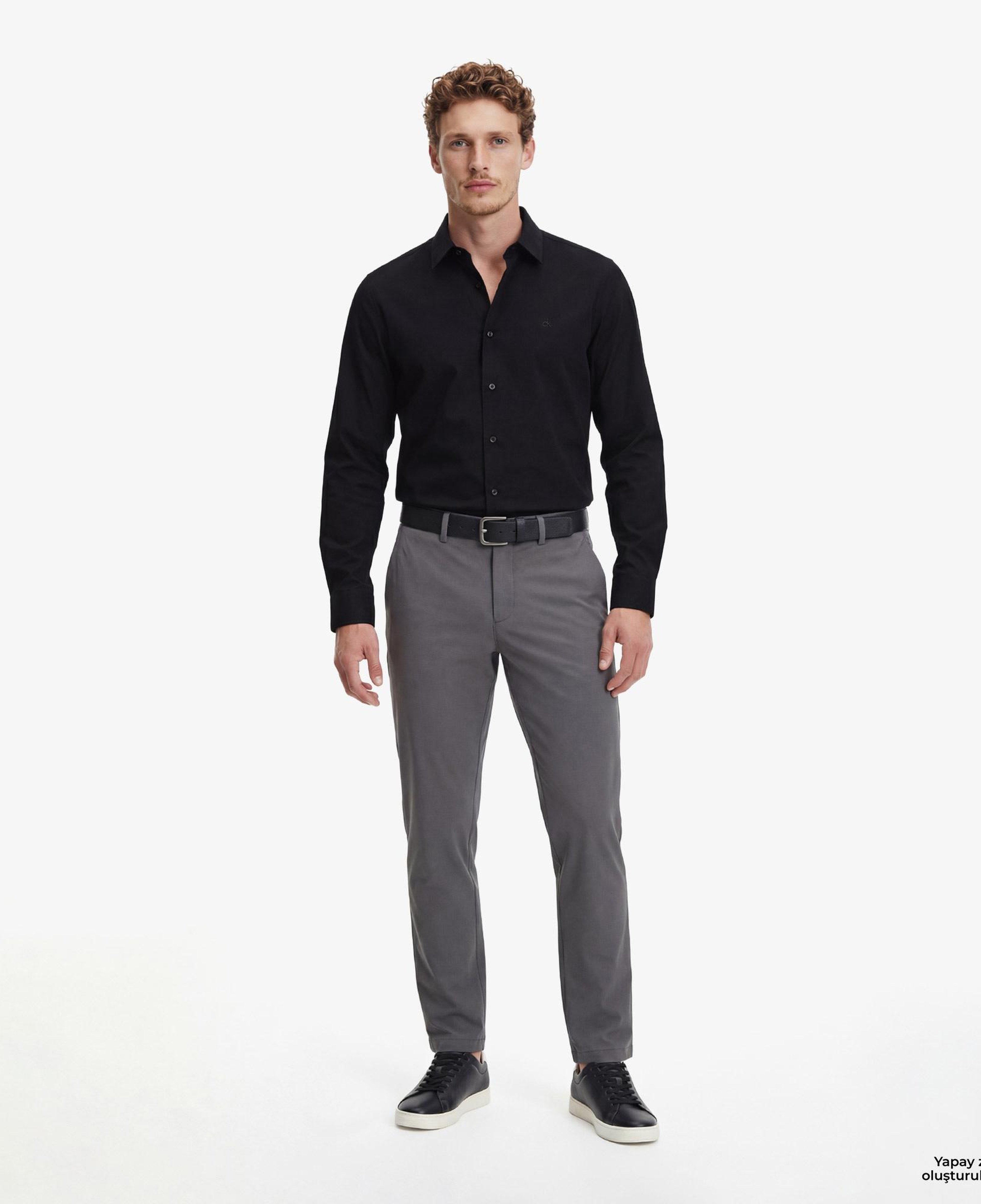 Calvin Klein Solid Stretch Classic Erkek Siyah Gömlek