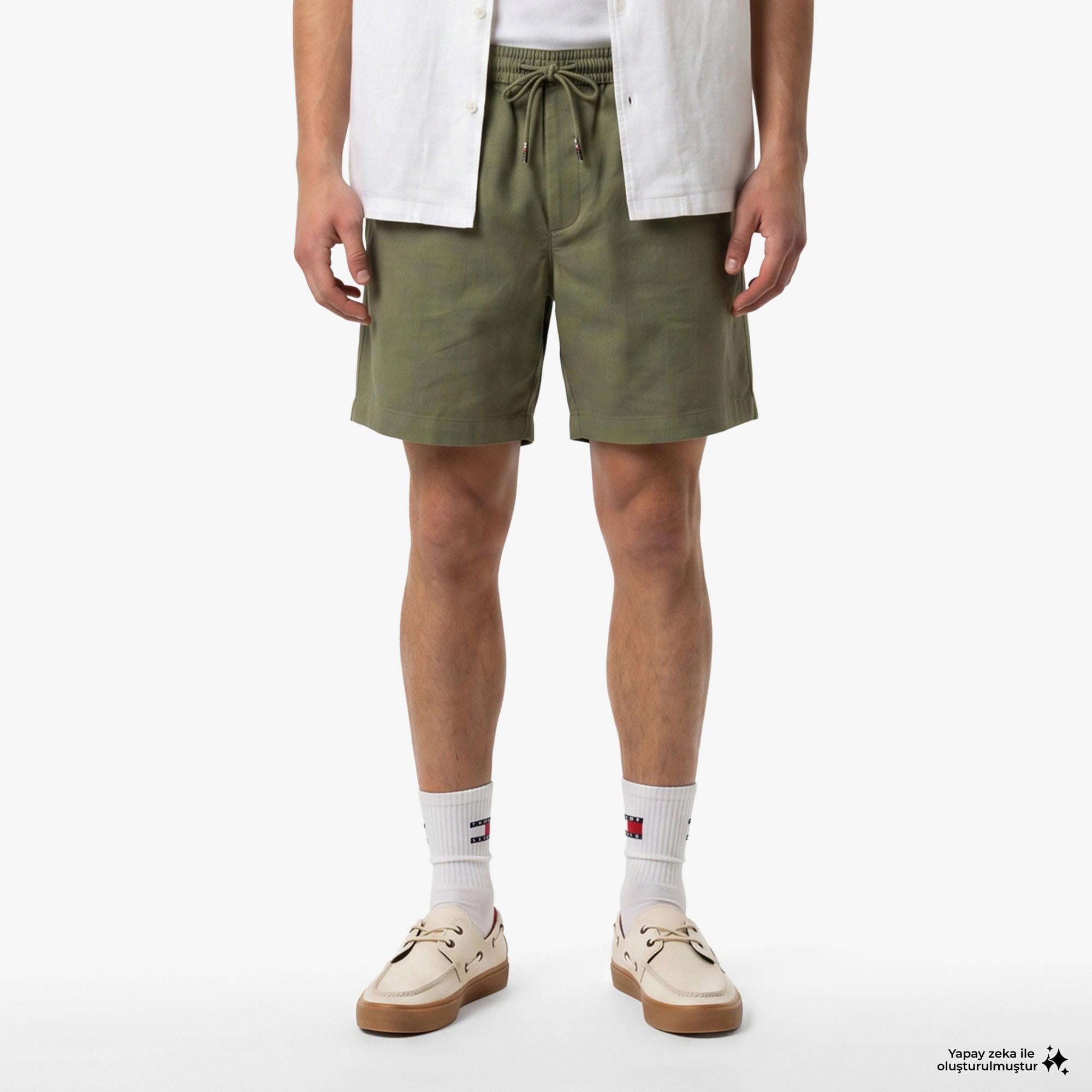 Tommy Hilfiger Seasonal Quality Erkek Yeşil Keten Şort