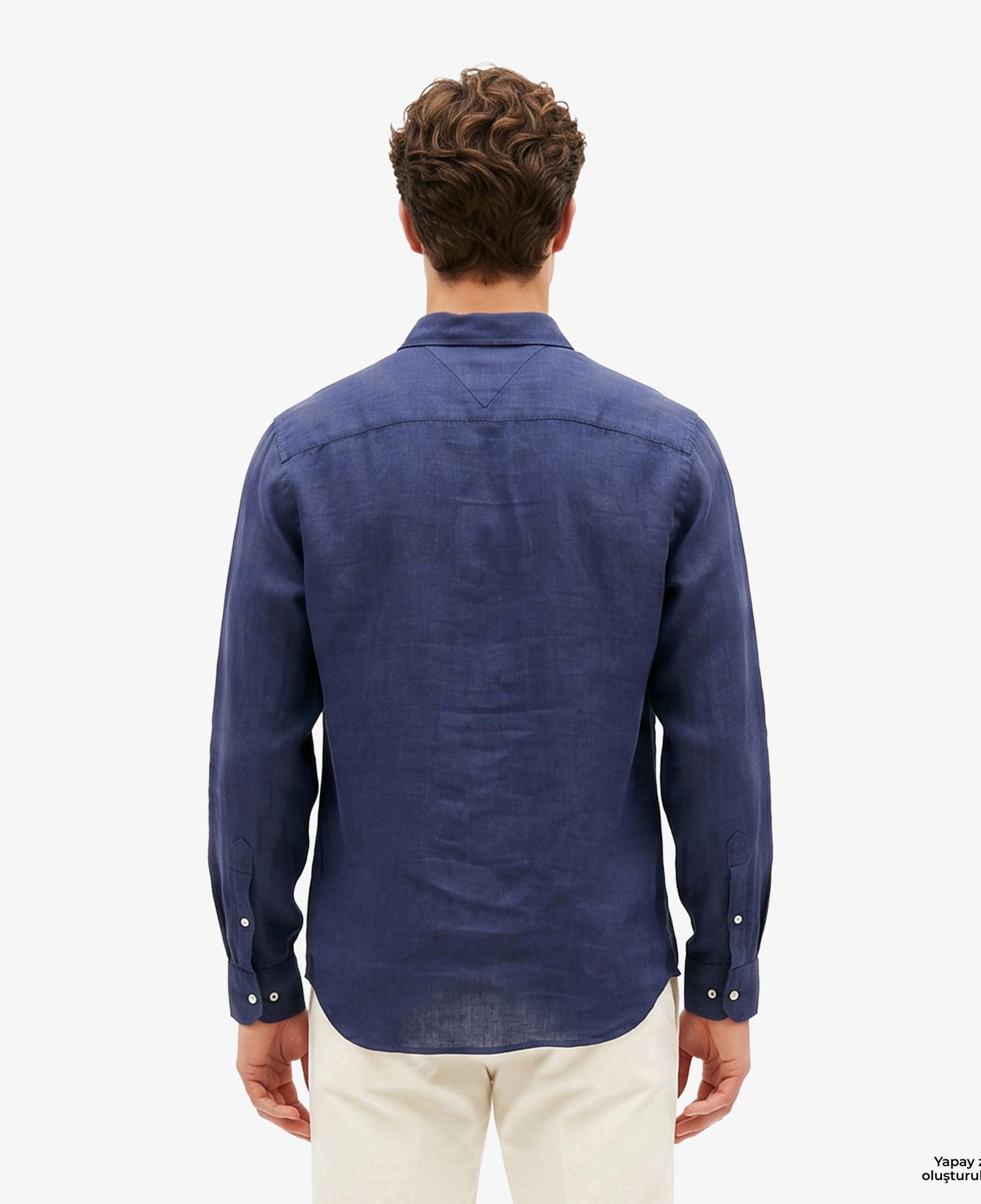 Tommy Hilfiger Seasonal Quality Erkek Lacivert Keten Gömlek