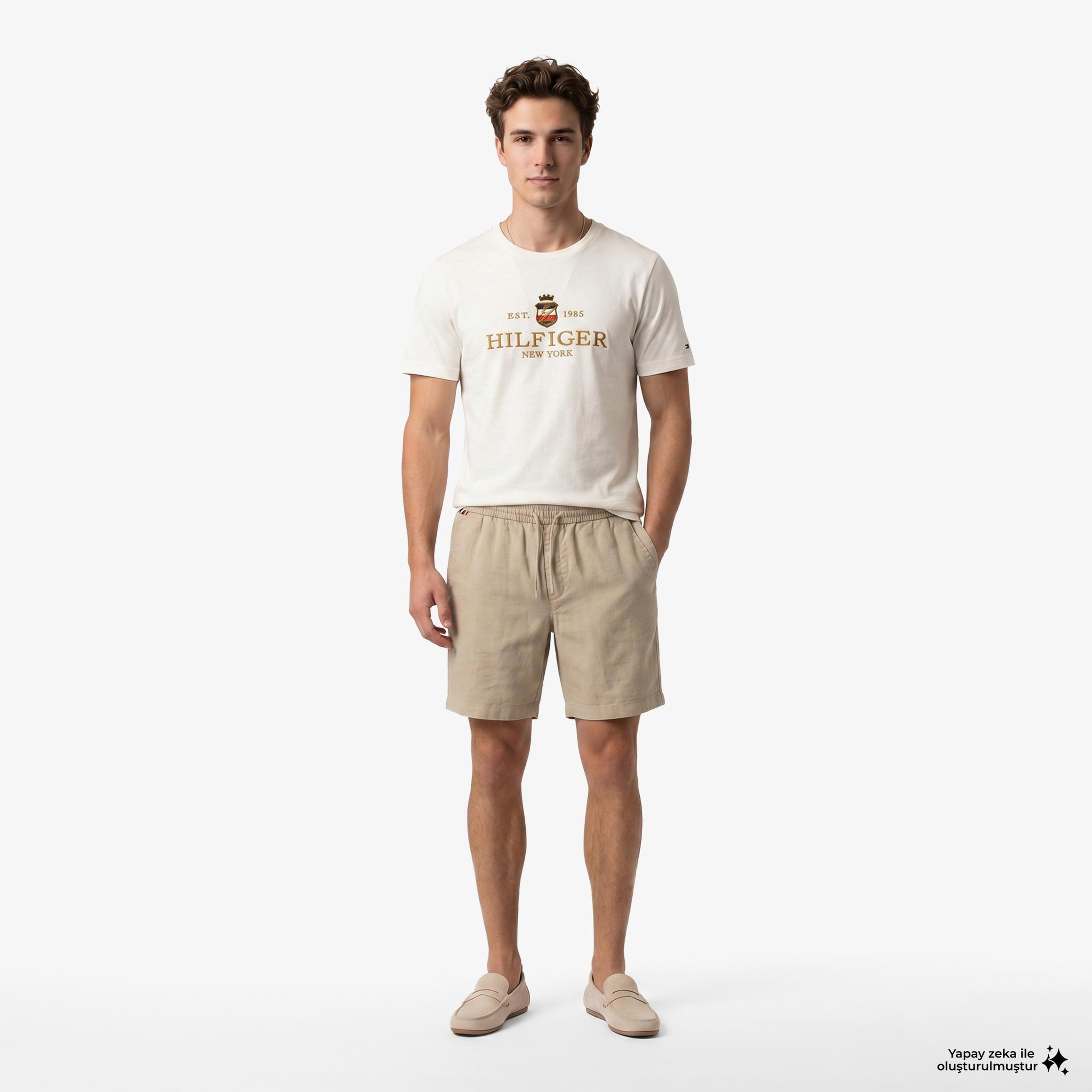 Tommy Hilfiger Seasonal Quality Erkek Bej Keten Şort