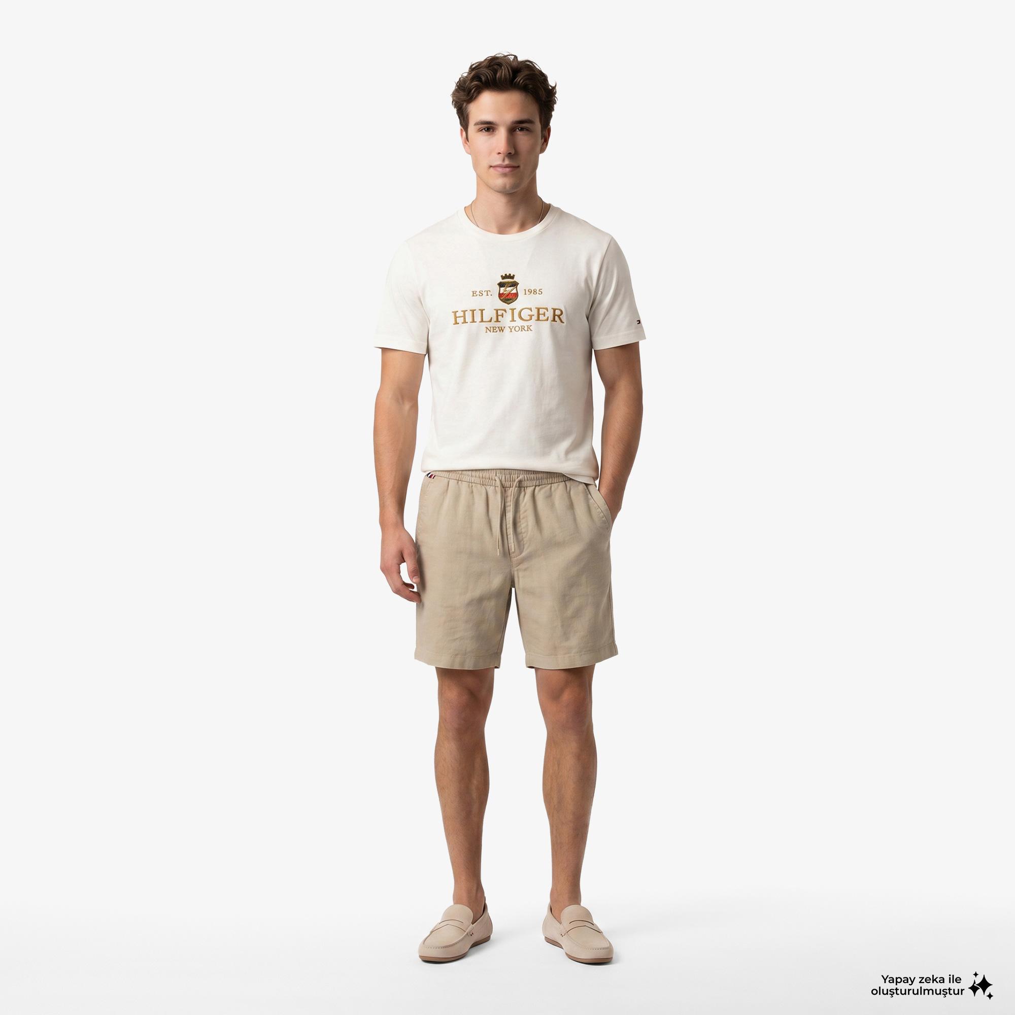 Tommy Hilfiger Seasonal Quality Erkek Bej Keten Şort