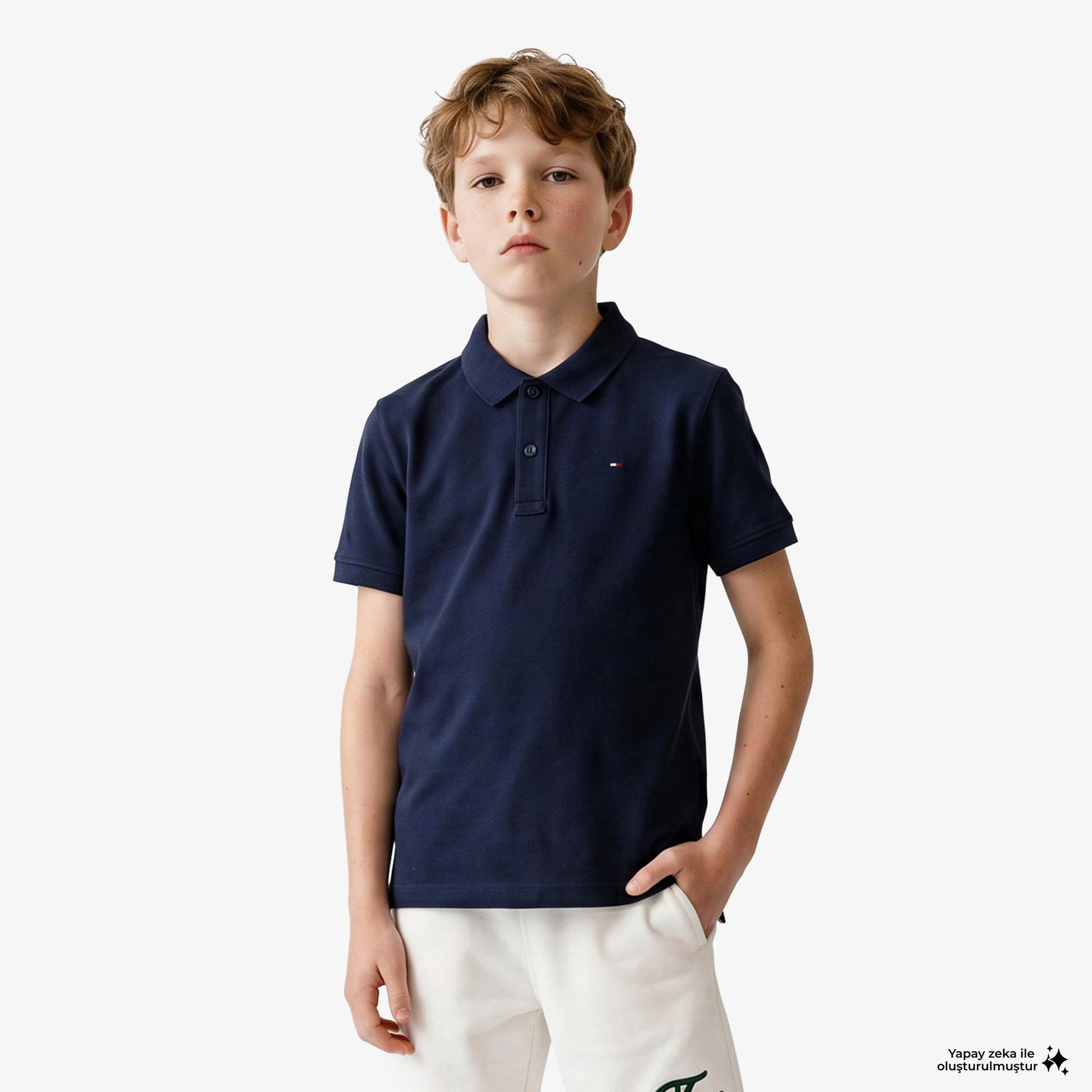 Tommy Hilfiger Essentials Çocuk Lacivert Polo Yaka T-Shirt