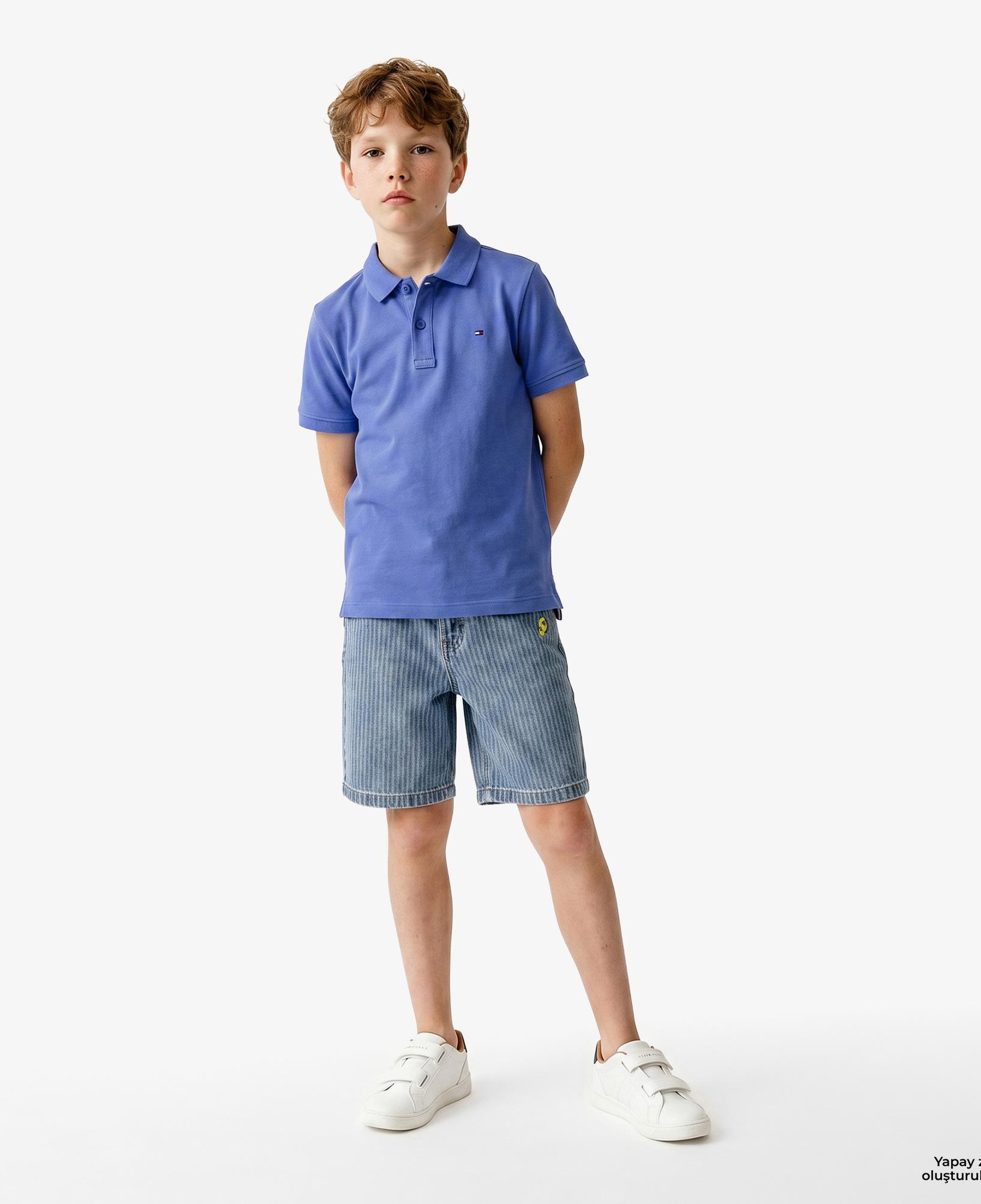 Tommy Hilfiger Essentials Çocuk Mavi Polo Yaka T-Shirt