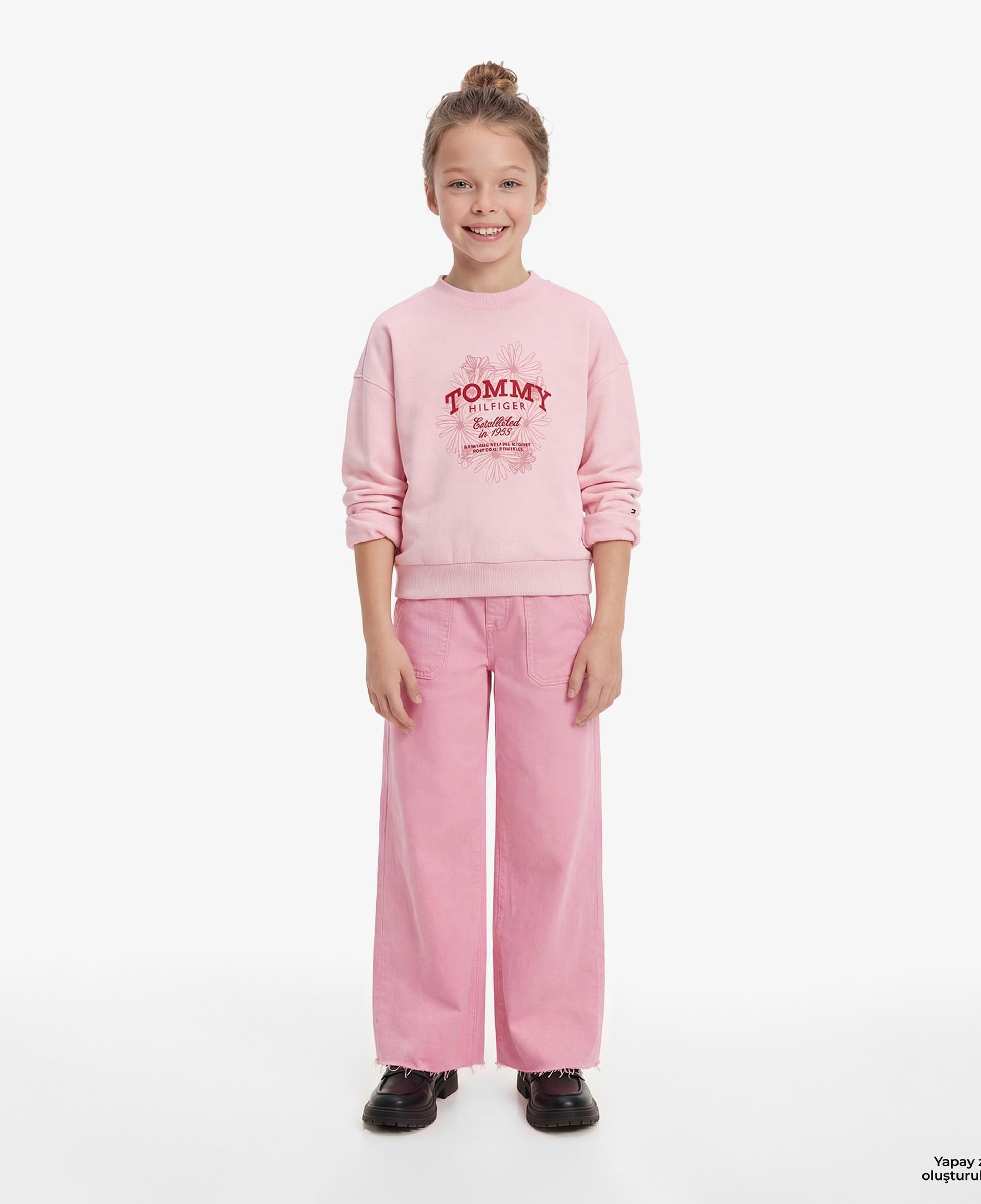 Tommy Hilfiger Flower Çocuk Pembe Sweatshirt