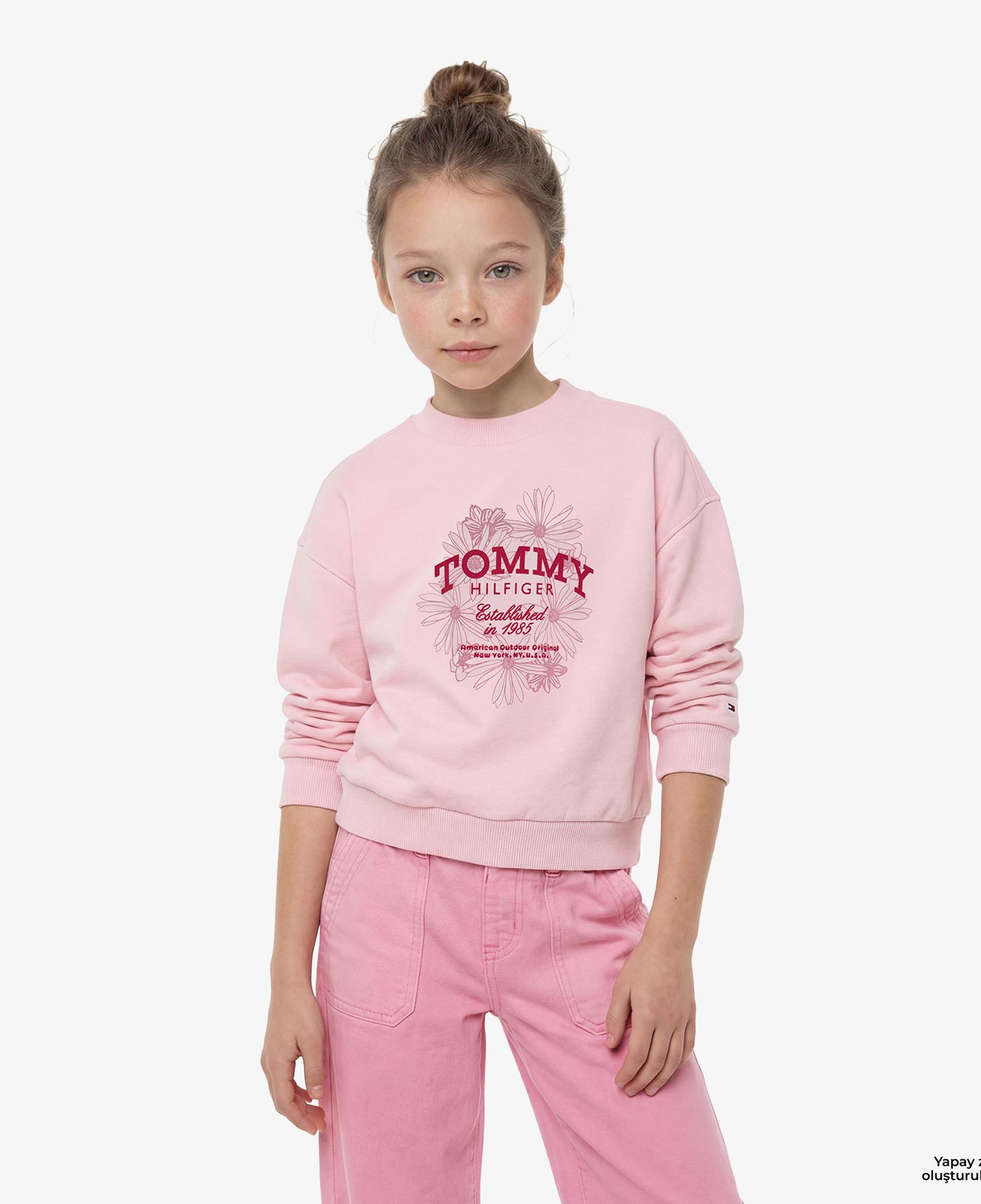Tommy Hilfiger Flower Çocuk Pembe Sweatshirt