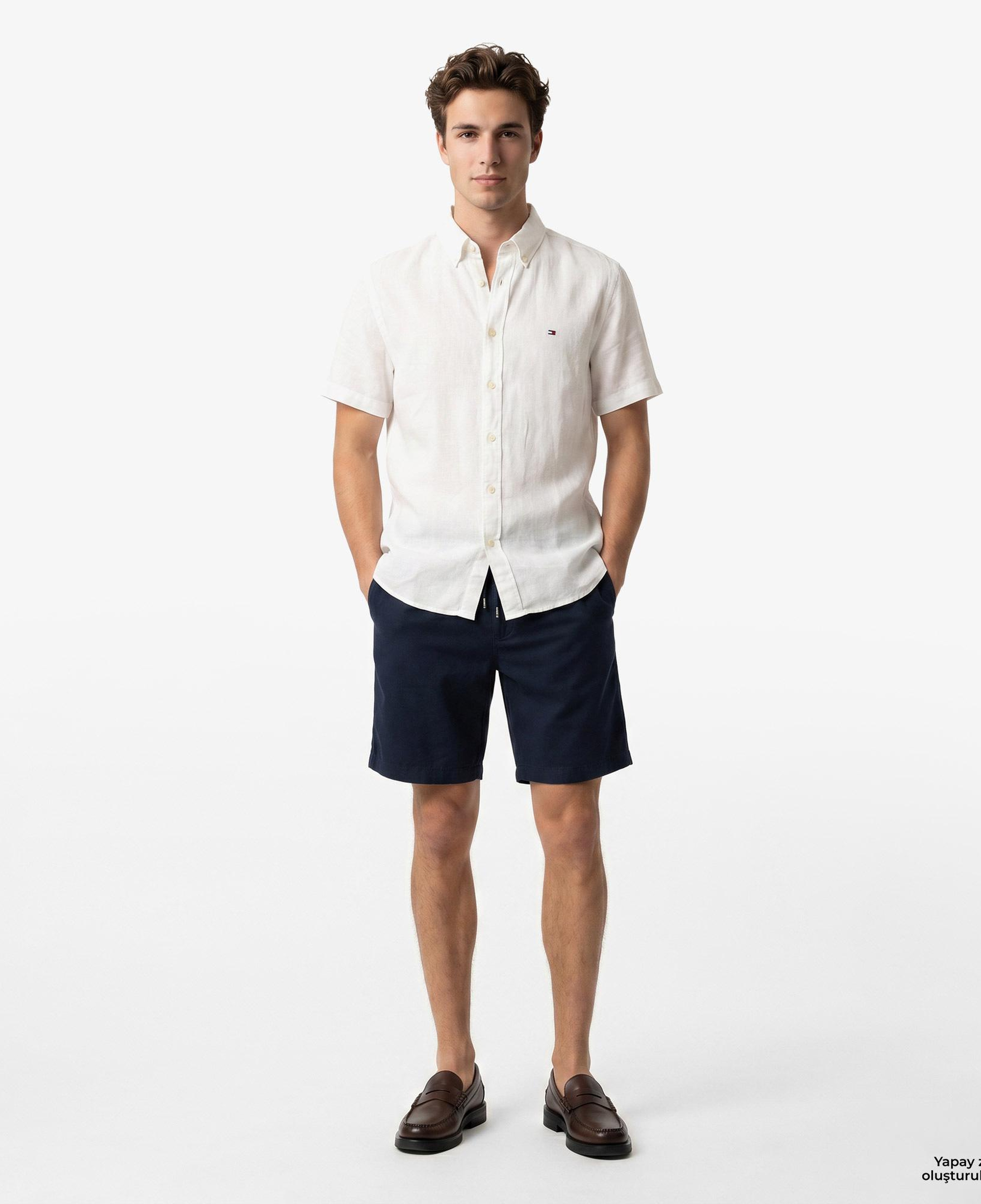 Tommy Hilfiger Inverse Climate Erkek Beyaz Keten Gömlek