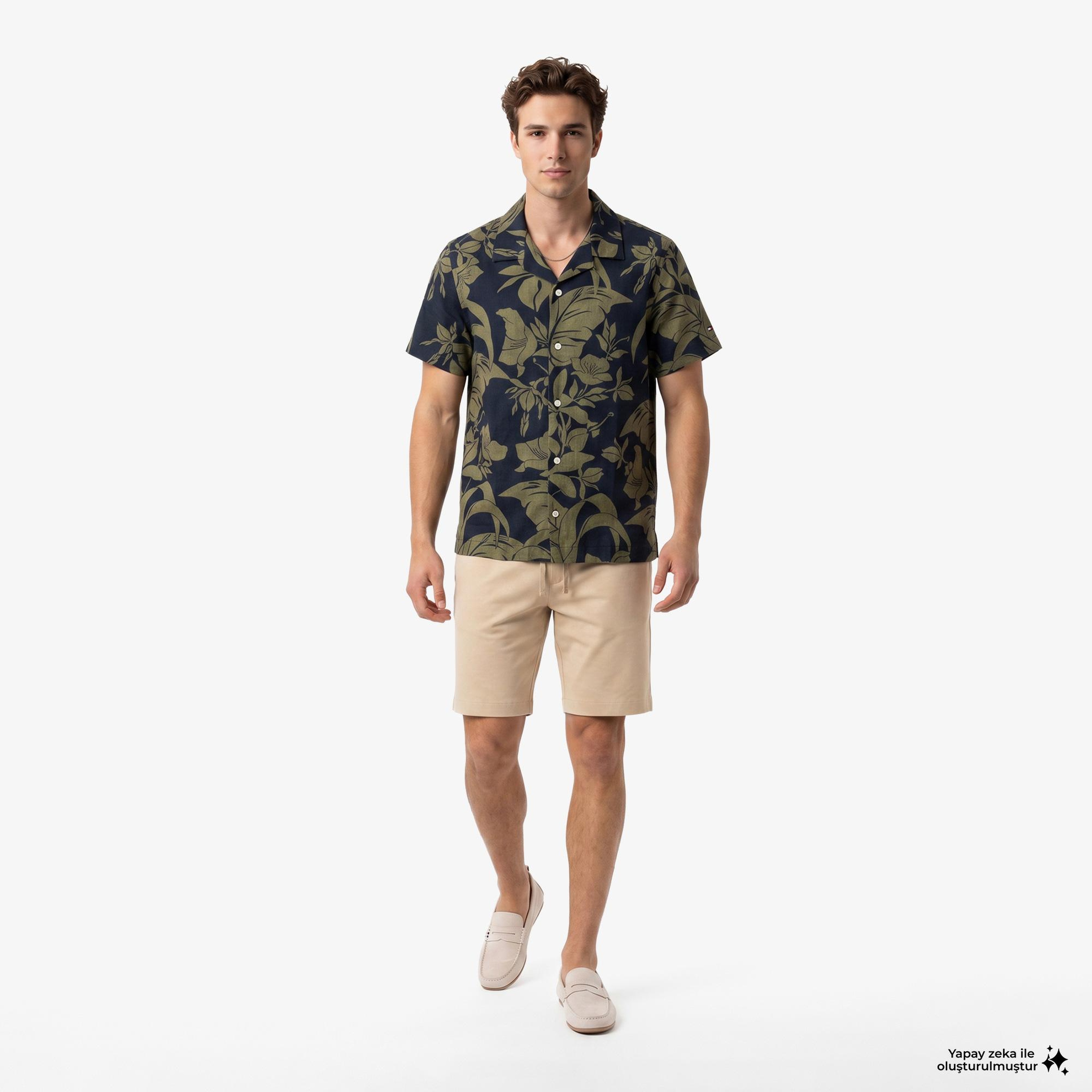 Tommy Hilfiger Mainline Erkek Lacivert Keten Gömlek