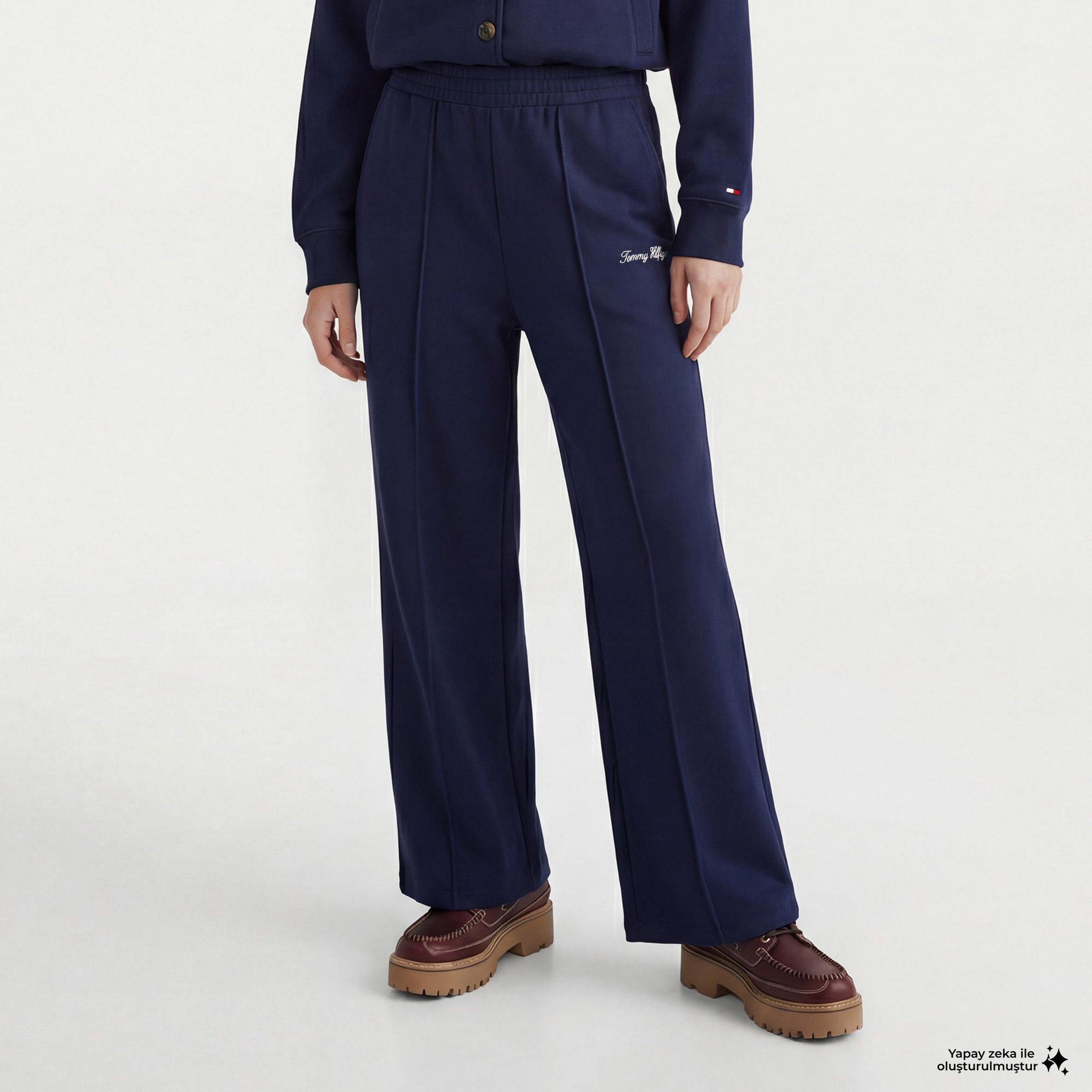 Tommy Hilfiger Gold Btn Script Kadın Lacivert Eşofman Altı