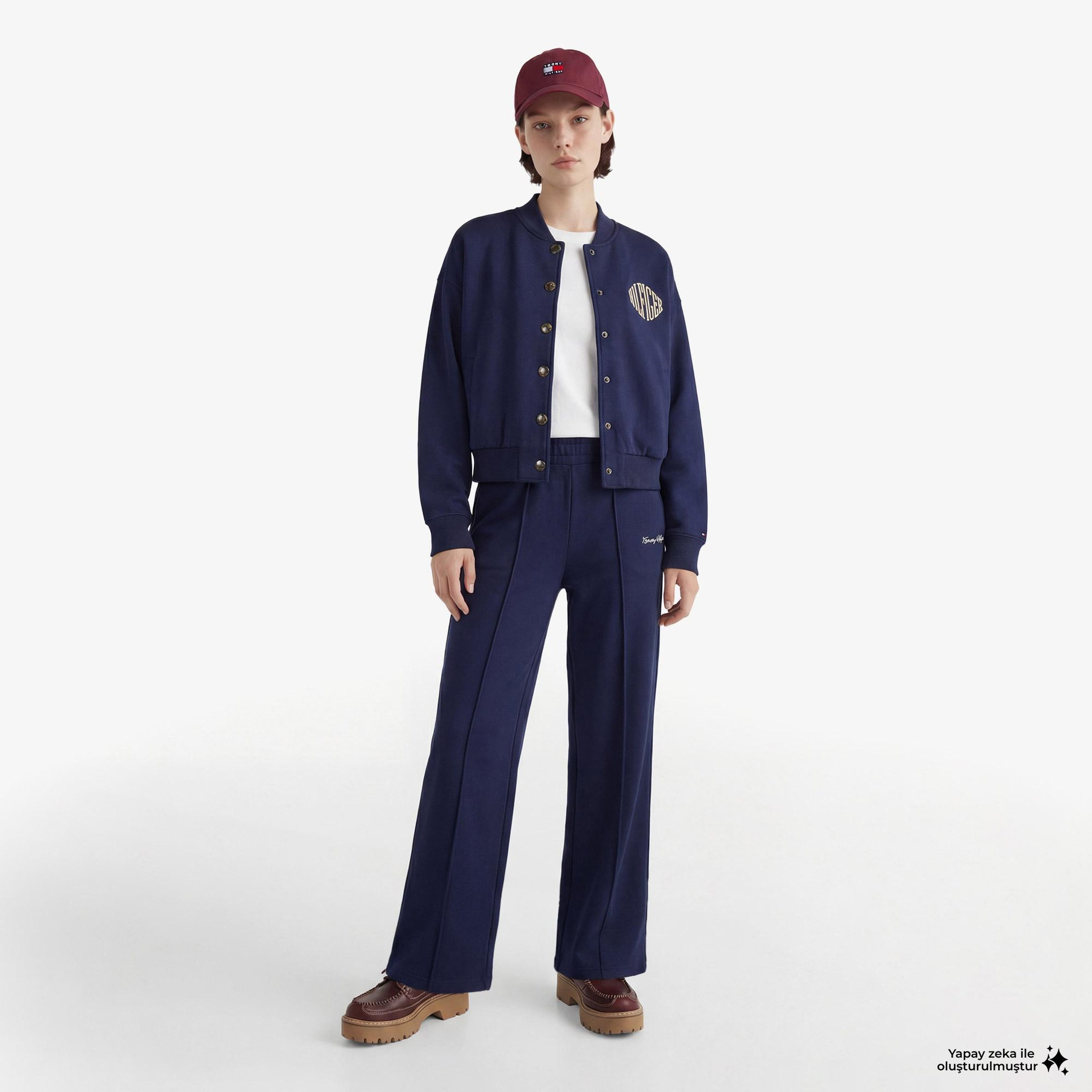 Tommy Hilfiger Gold Btn Script Kadın Lacivert Eşofman Altı