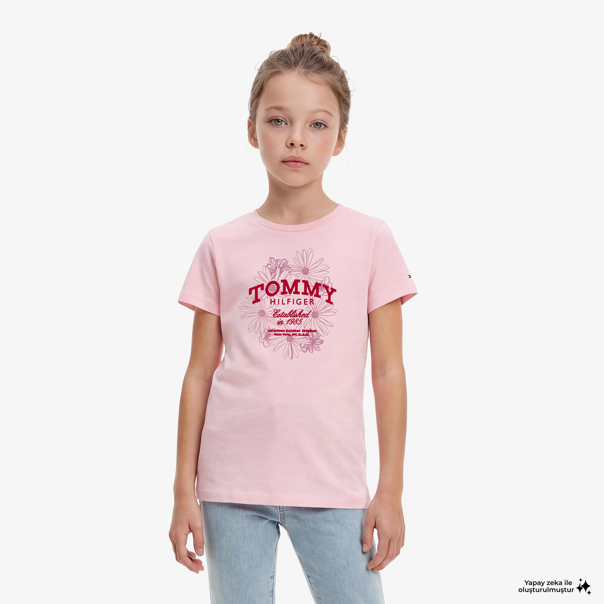 Tommy Hilfiger Flower Çocuk Pembe T-Shirt