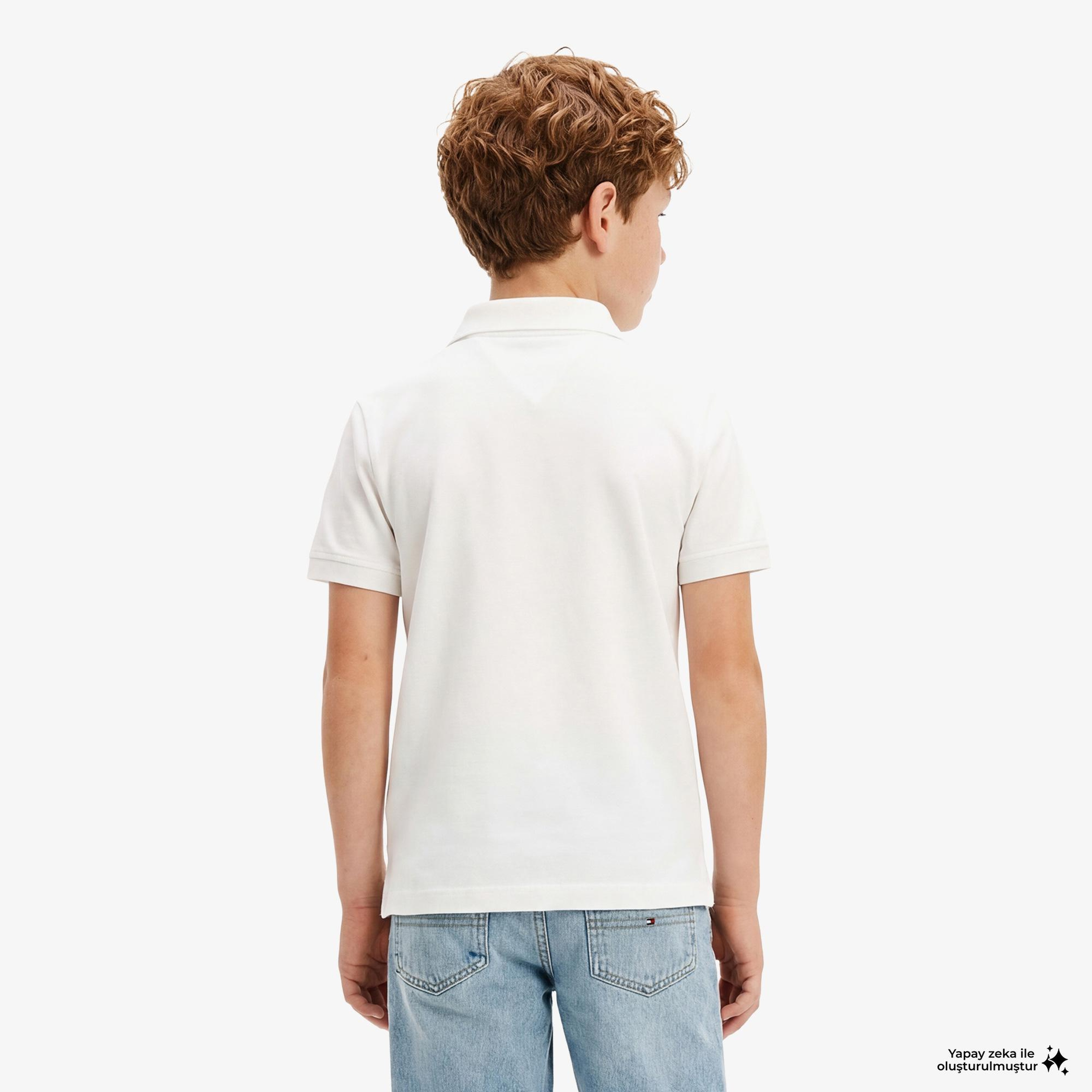 Tommy Hilfiger Essentials Çocuk Beyaz Polo Yaka T-Shirt