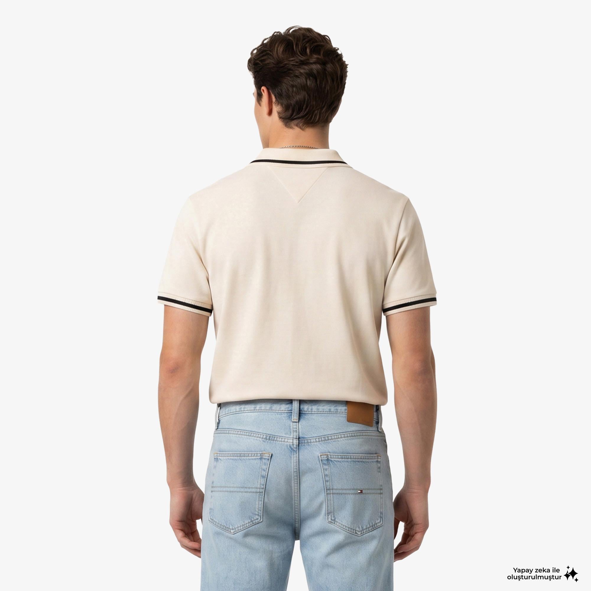 Tommy Hilfiger Country Club Erkek Krem Rengi Polo Yaka T-Shirt