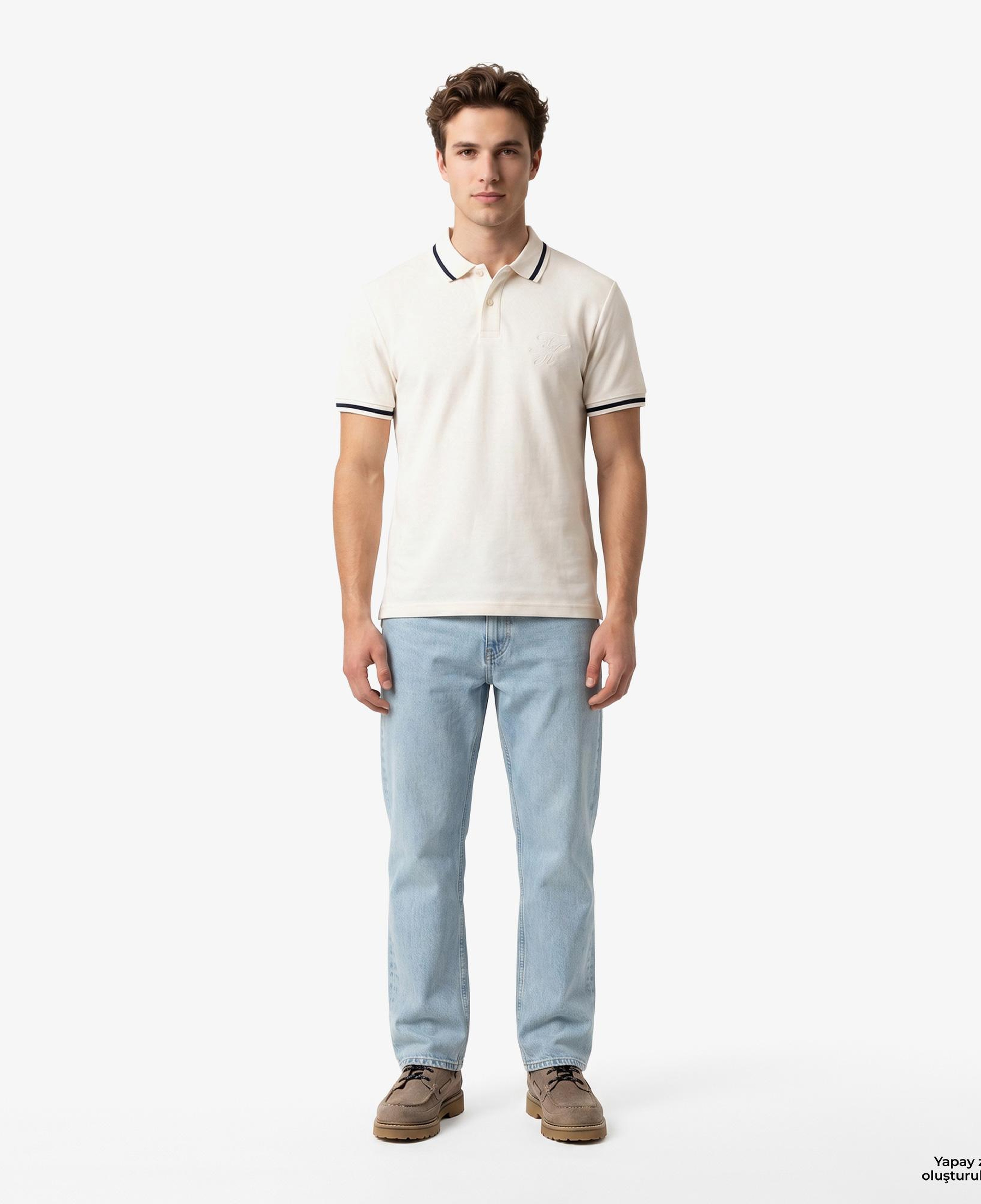 Tommy Hilfiger Country Club Erkek Krem Rengi Polo Yaka T-Shirt