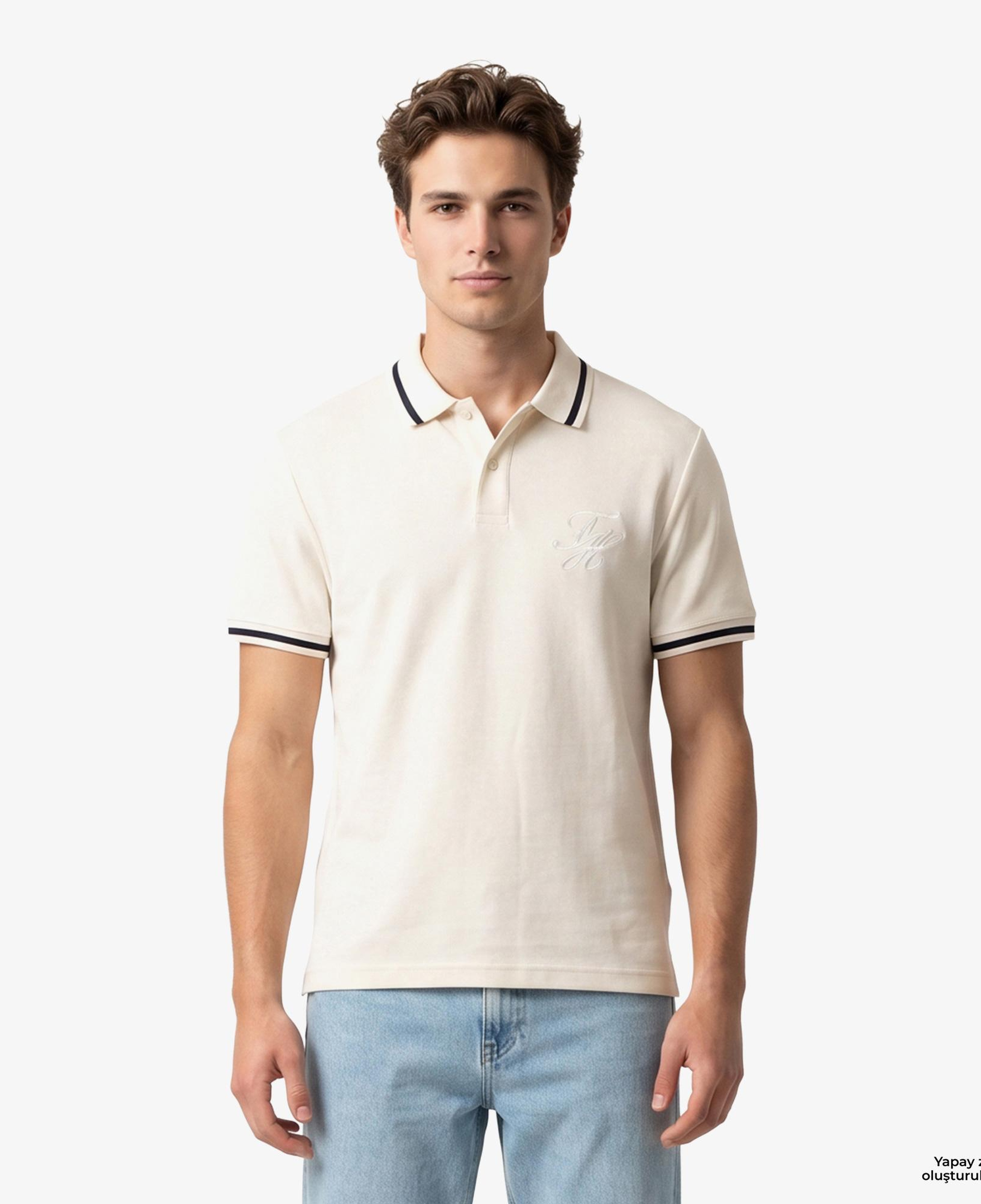 Tommy Hilfiger Country Club Erkek Krem Rengi Polo Yaka T-Shirt