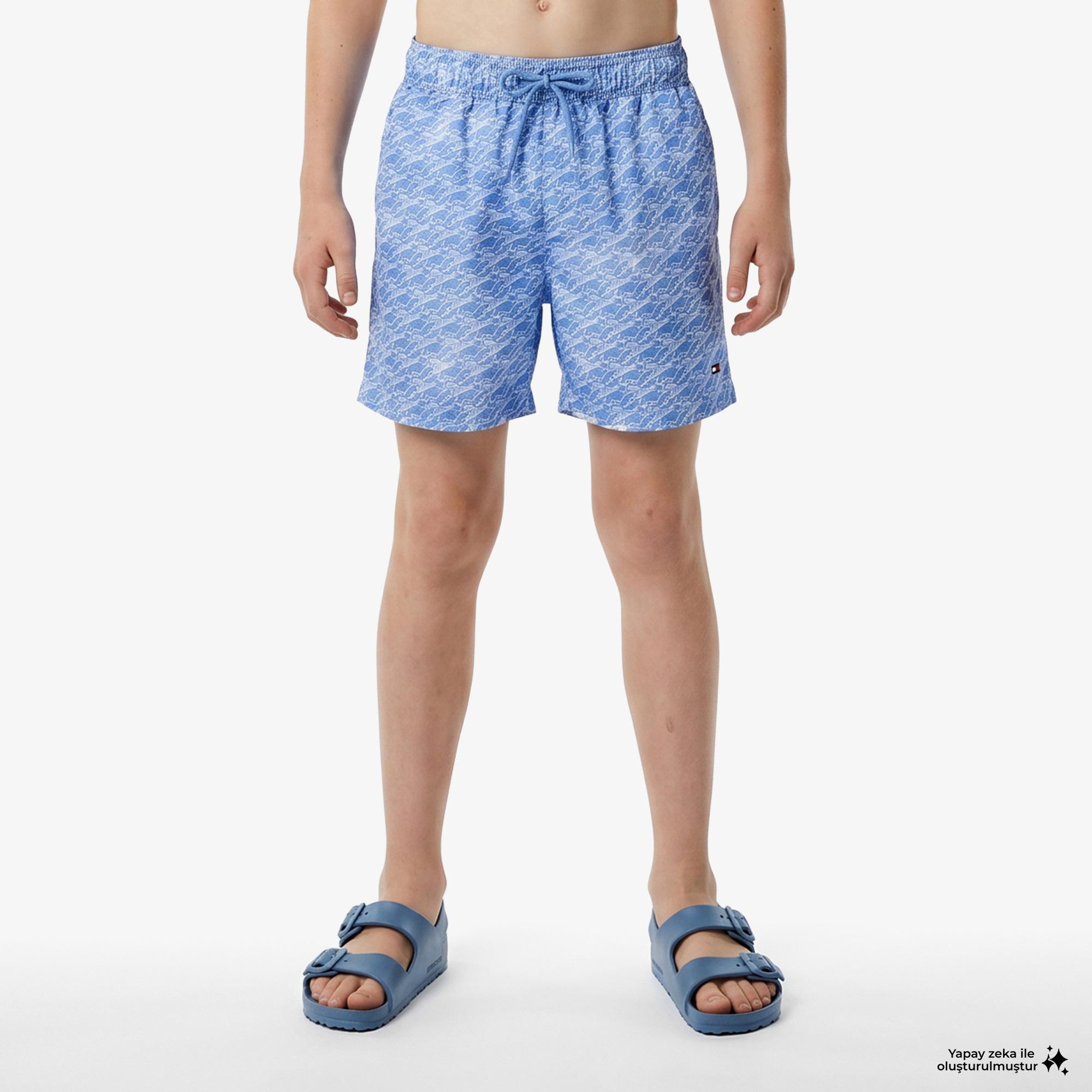 Tommy Hilfiger Print Çocuk Mavi Deniz Şortu