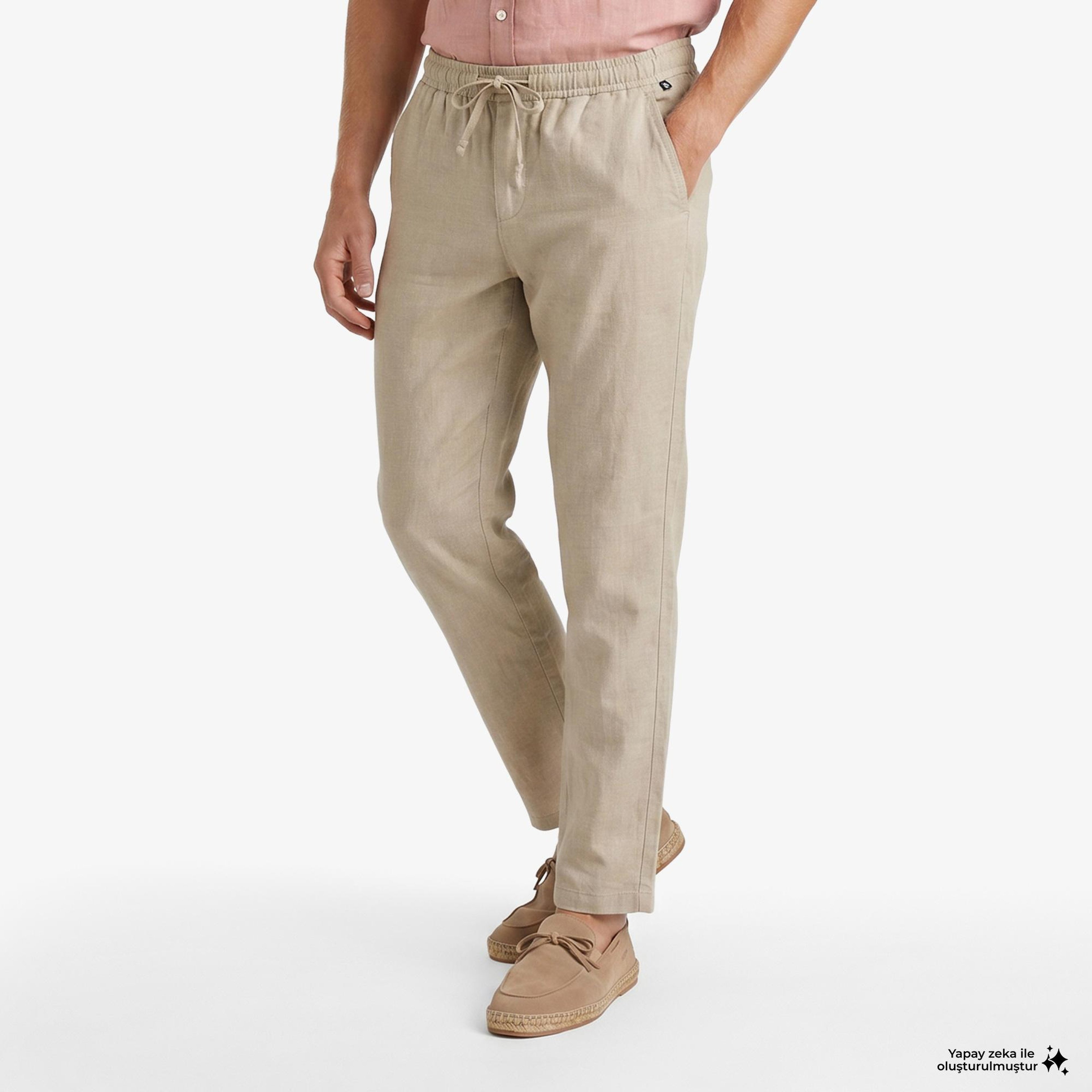 Nautica Erkek Bej Jogger Keten Pantolon