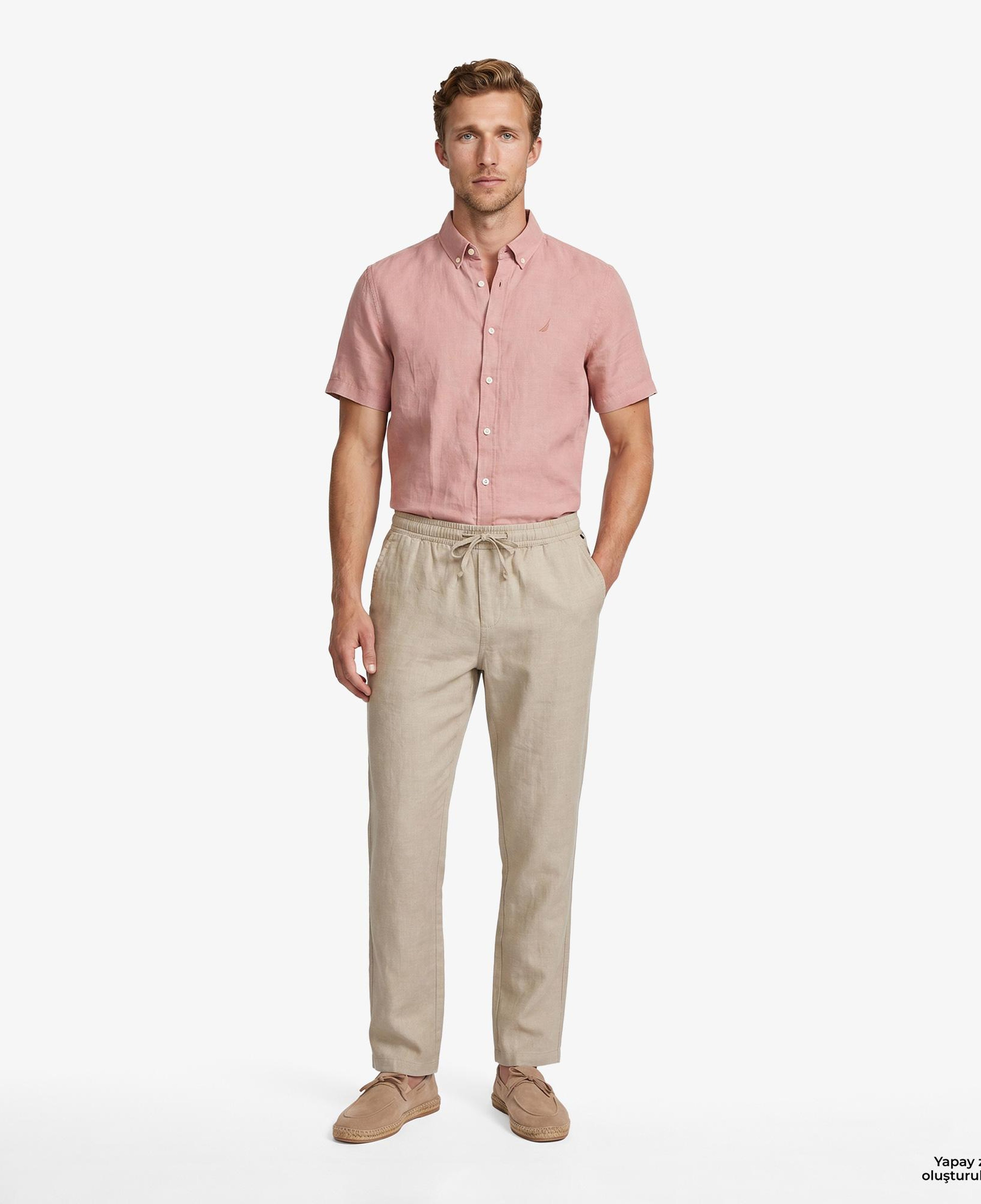 Nautica Erkek Bej Jogger Keten Pantolon