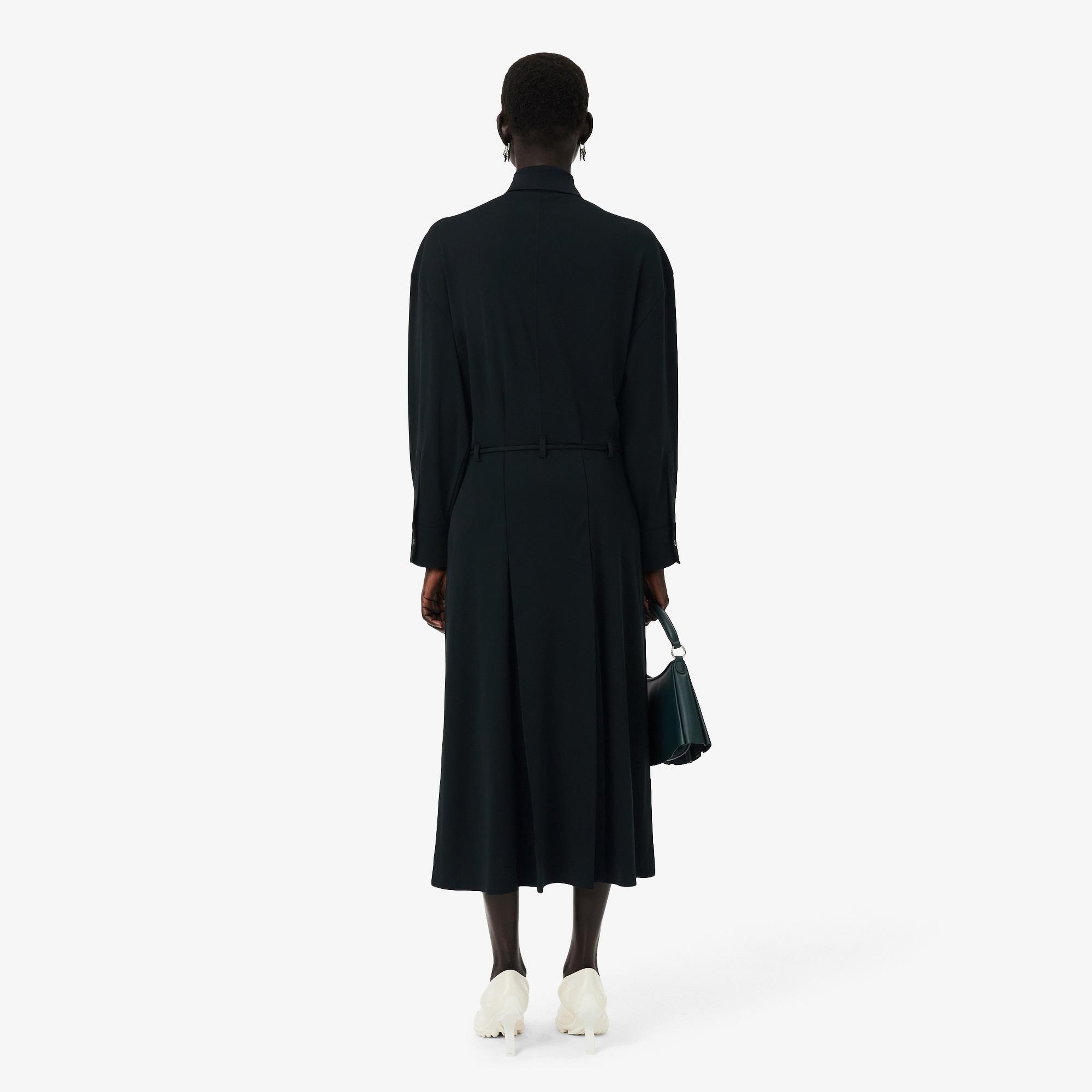 Lacoste Runway Kadın Polo Yaka Koyu Yeşil Elbise