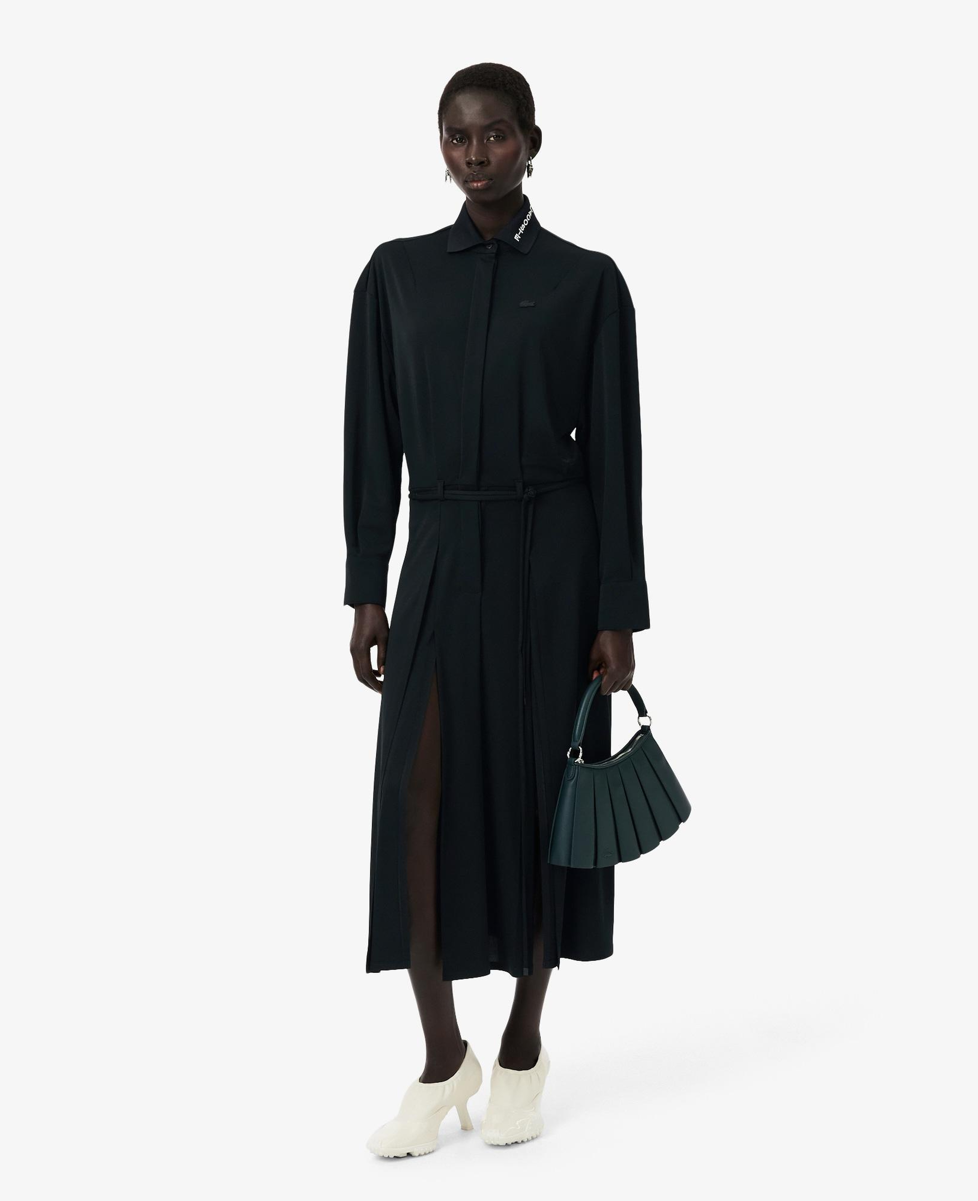 Lacoste Runway Kadın Polo Yaka Koyu Yeşil Elbise
