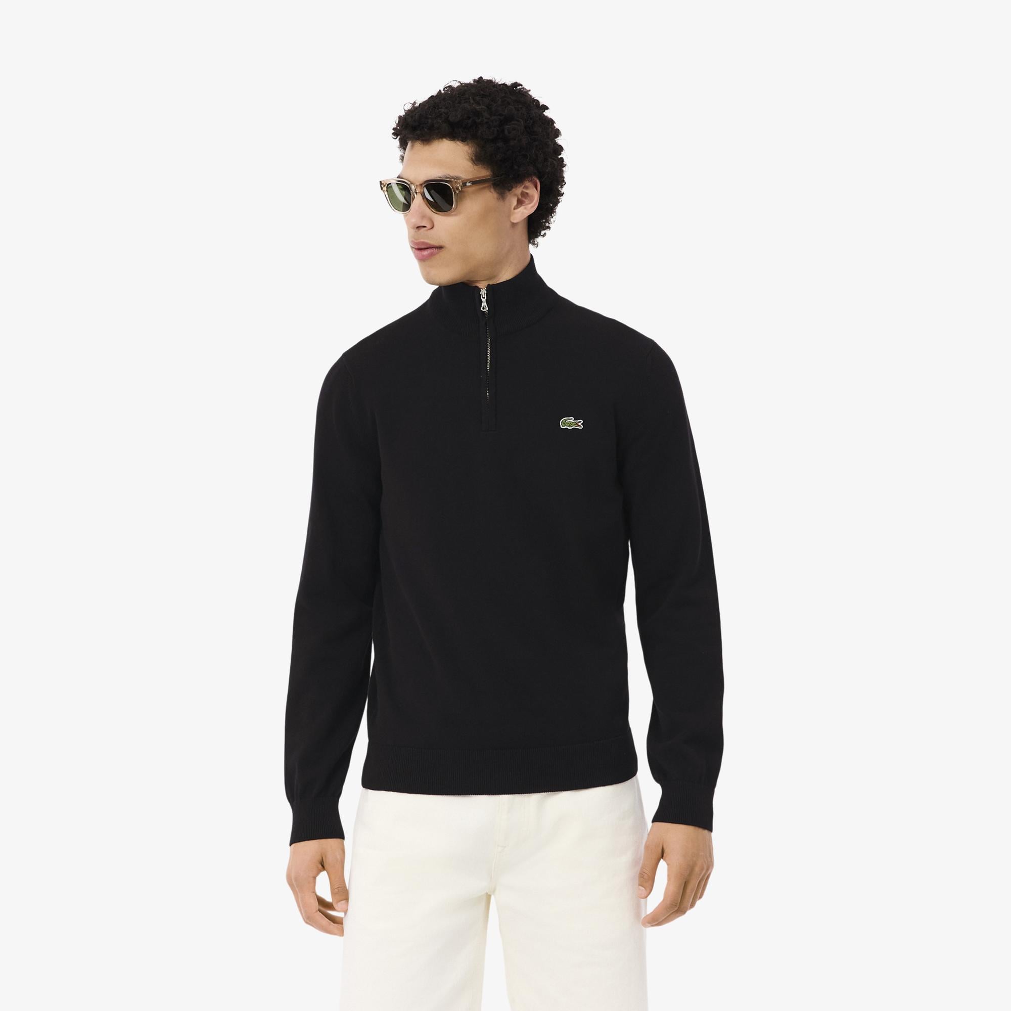 Lacoste Erkek Regular Fit Yarım Fermuarlı Lacivert Kazak
