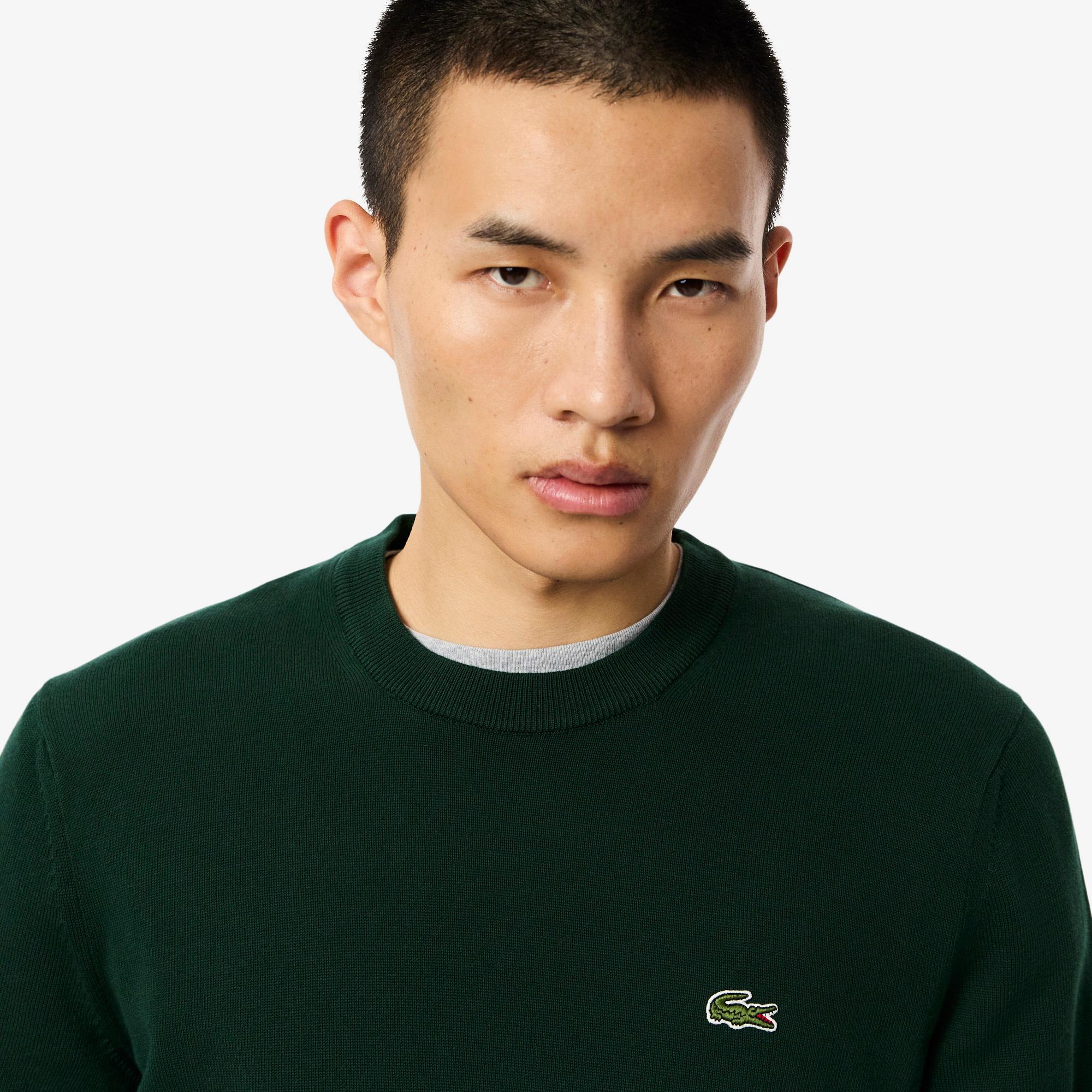 Lacoste Erkek Regular Fit Bisiklet Yaka Koyu Yeşil Kazak