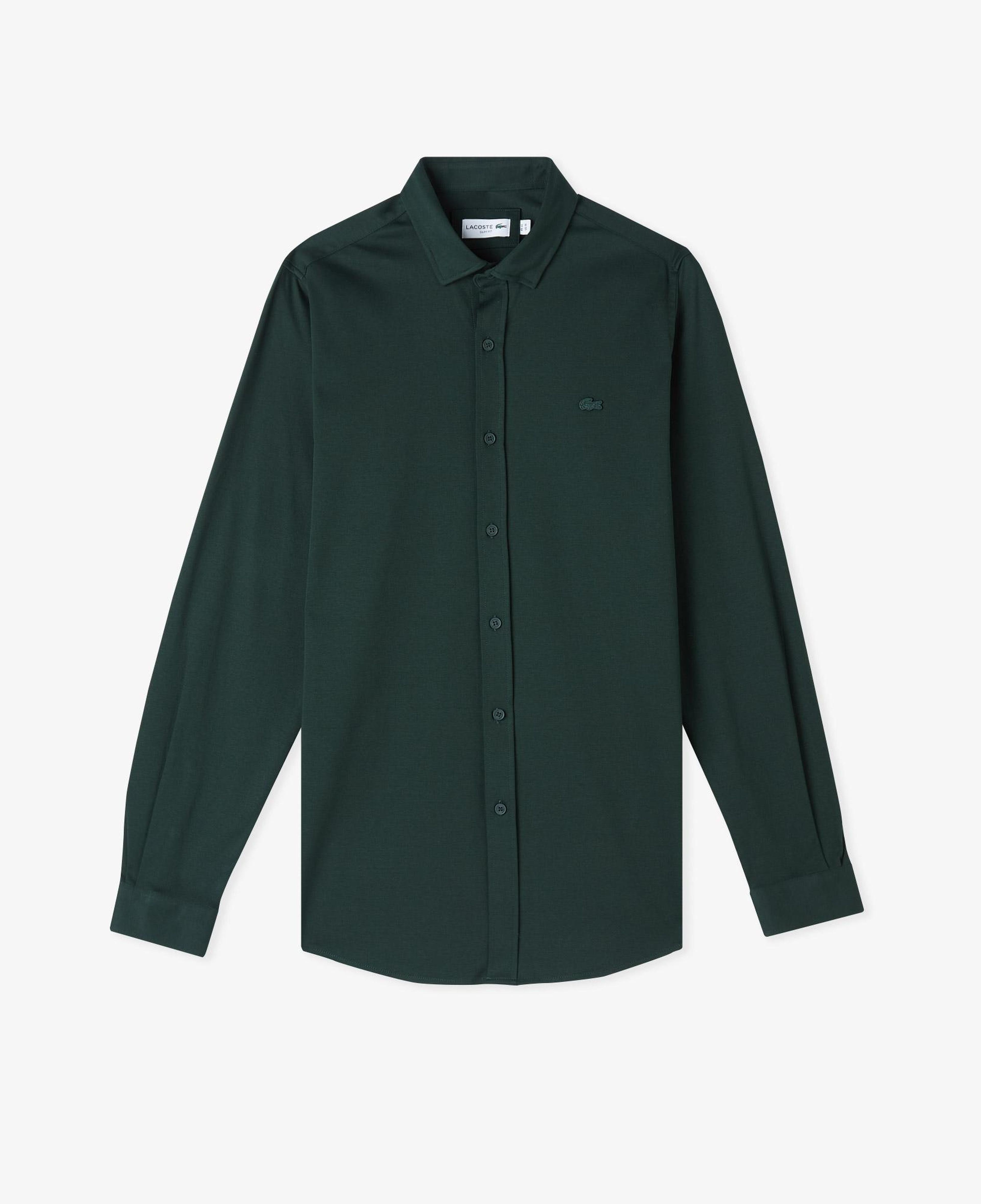 Erkek Slim Fit Koyu Yeşil Gömlek