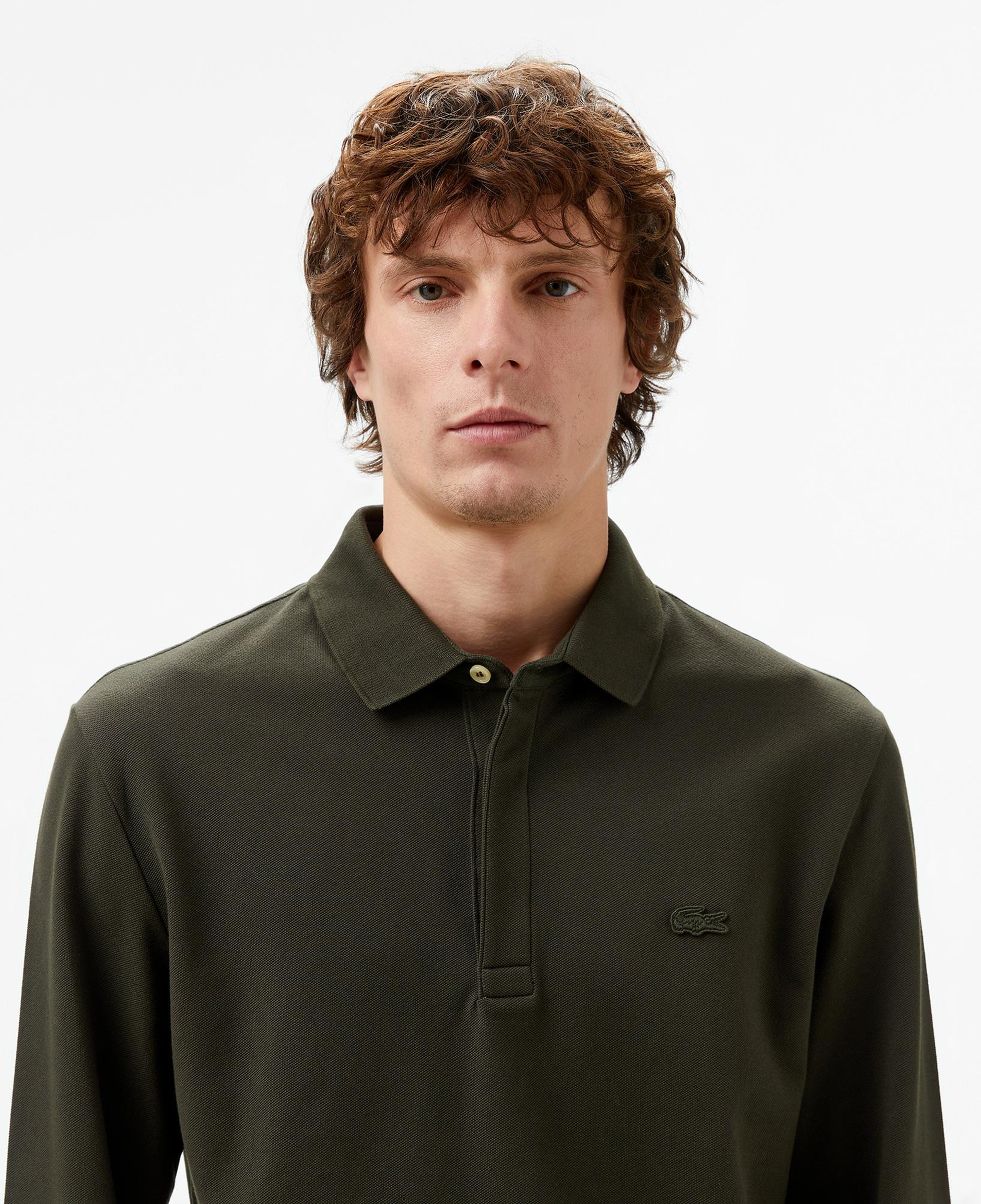 Erkek Regular Fit Uzun Kollu Haki Paris Polo