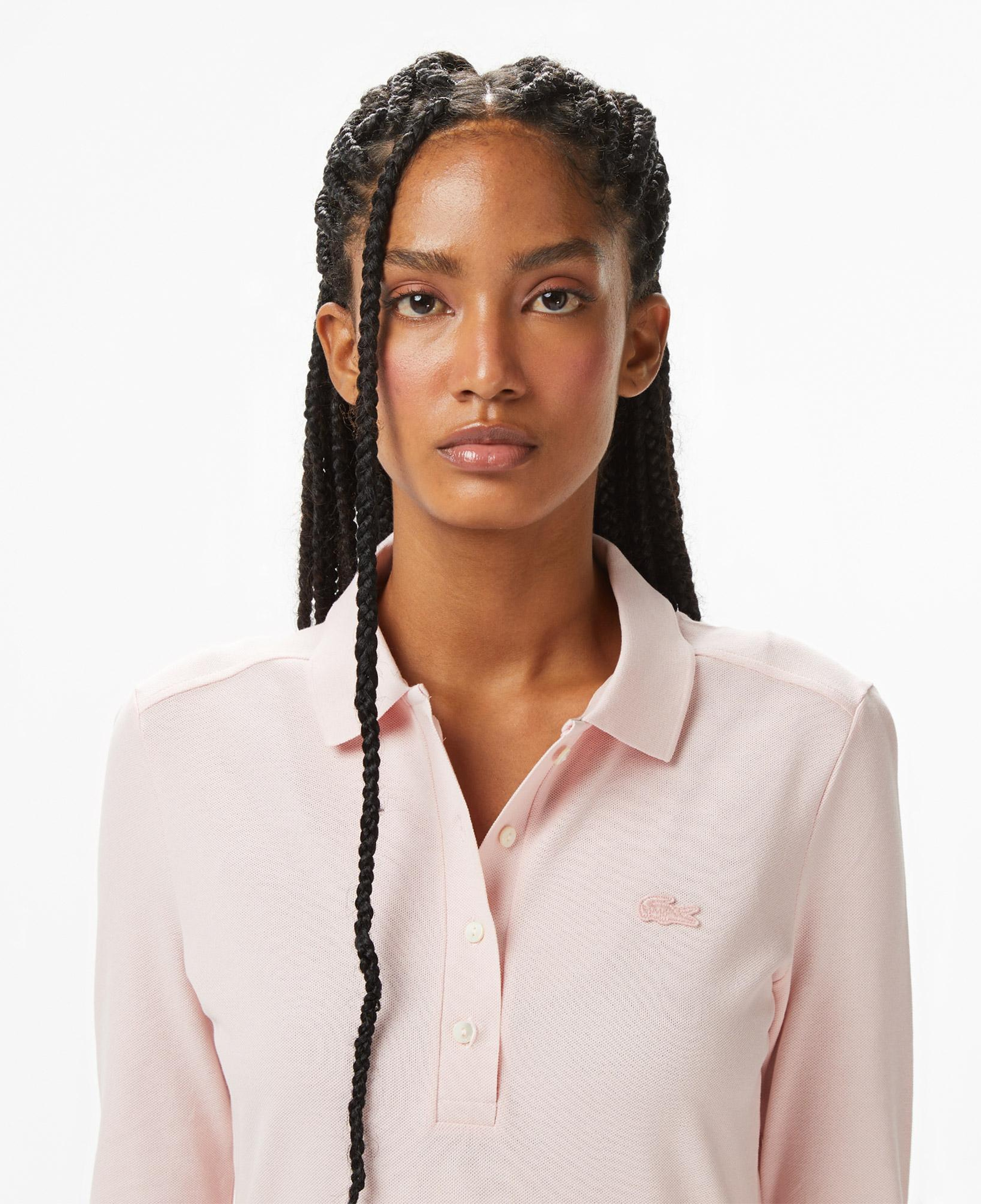 Lacoste Kadın Slim Fit Uzun Kollu Pembe Polo