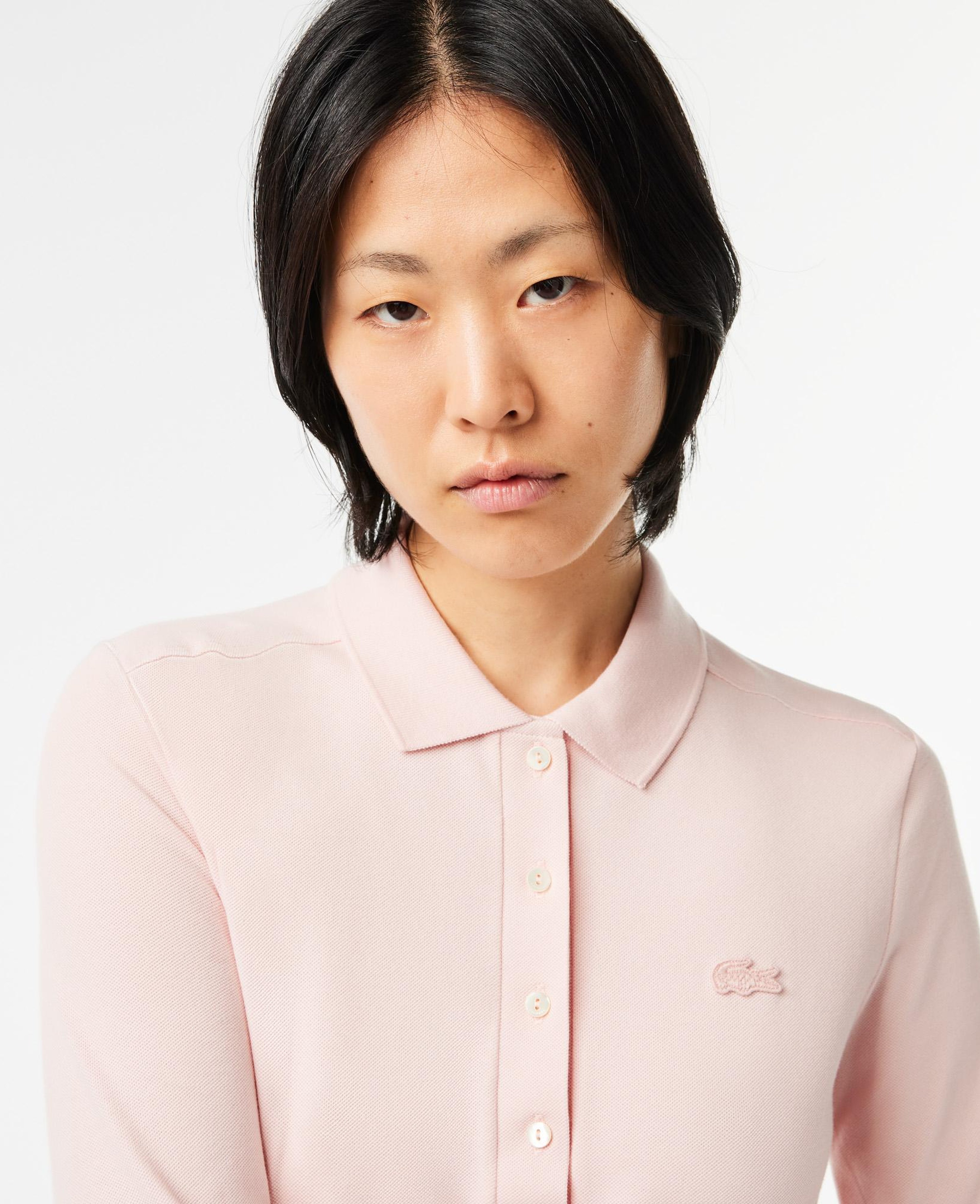 Lacoste Kadın Slim Fit Uzun Kollu Pembe Polo