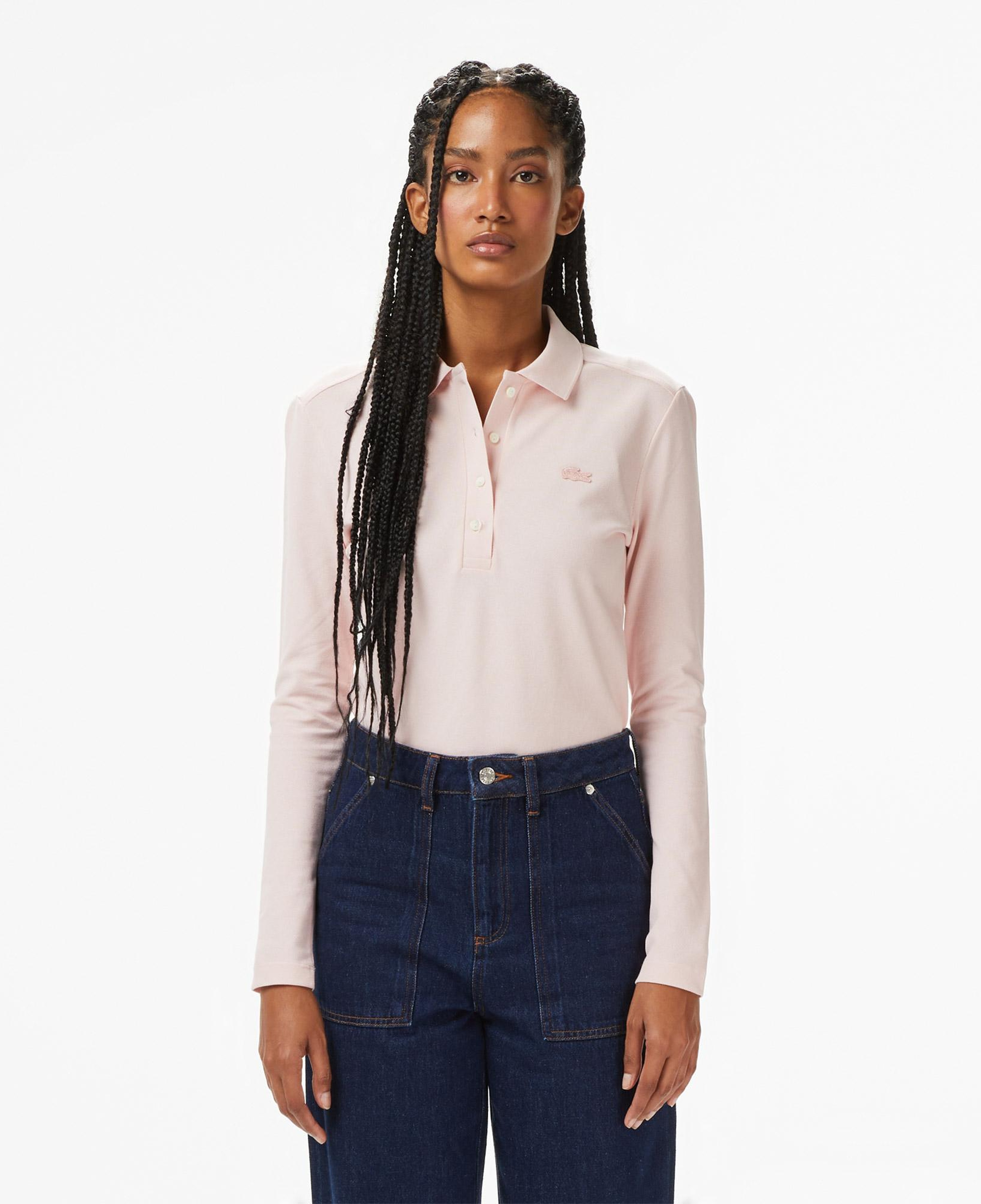 Lacoste Kadın Slim Fit Uzun Kollu Pembe Polo