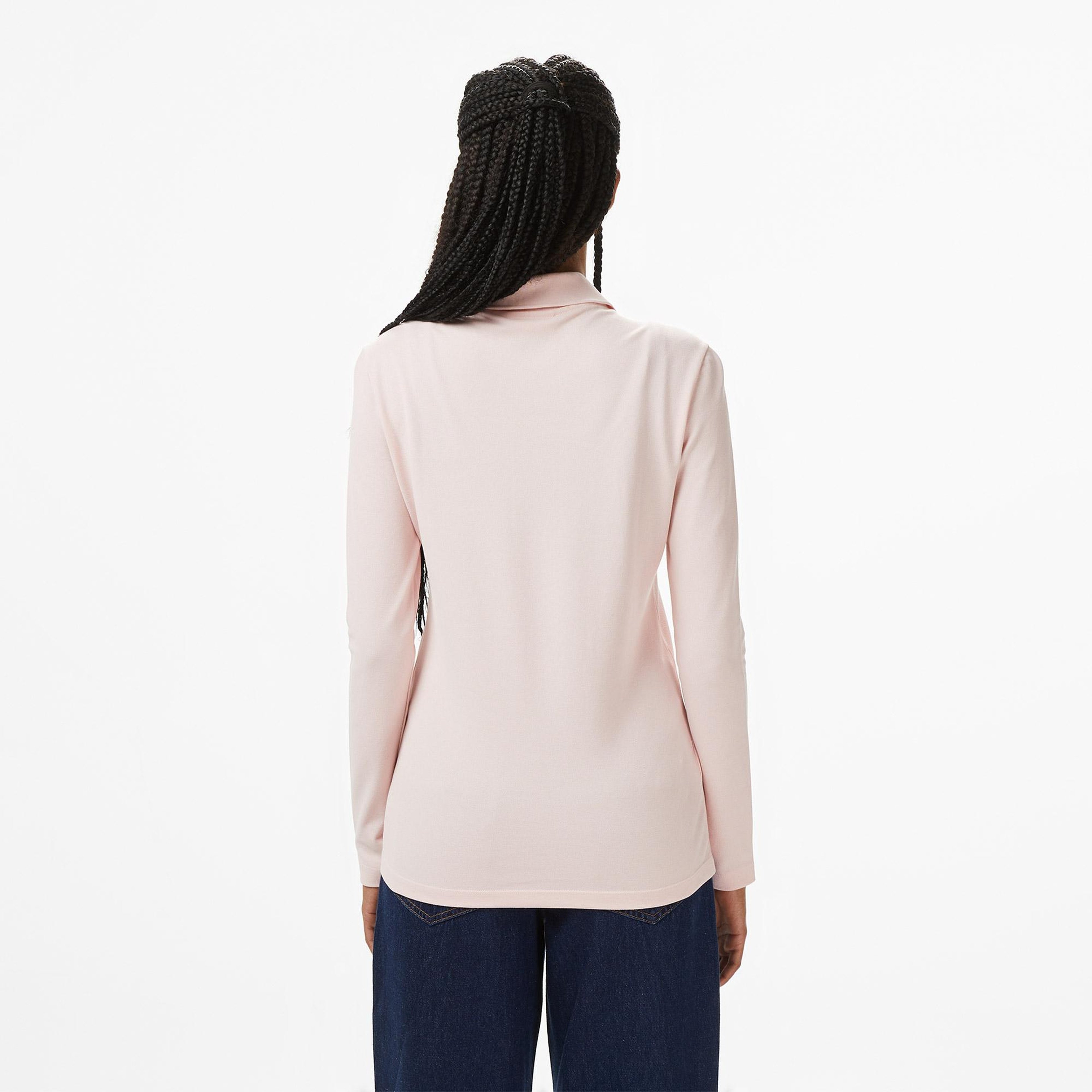Lacoste Kadın Slim Fit Uzun Kollu Pembe Polo