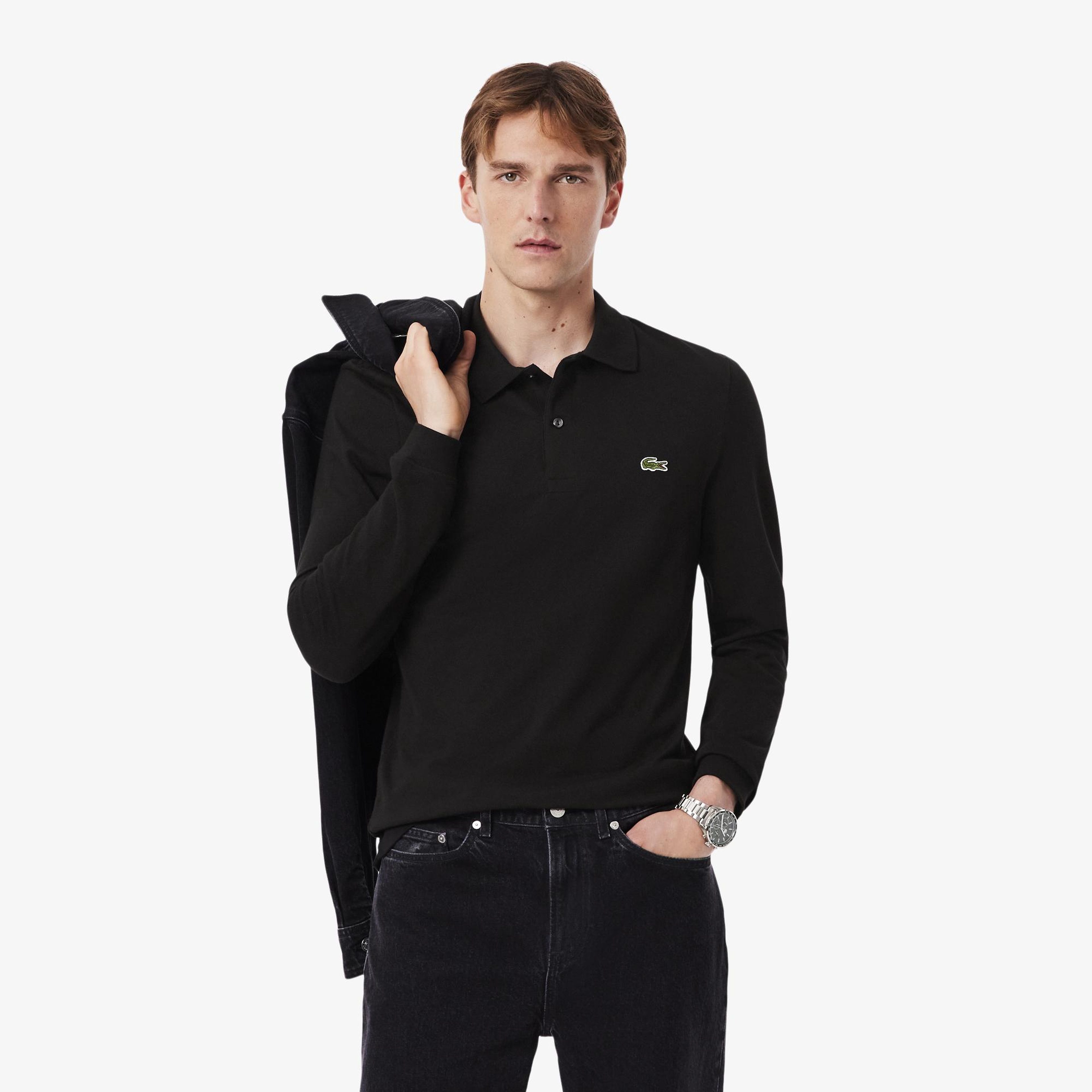 Lacoste L.12.12 Erkek Slim Fit Uzun Kollu Siyah Polo