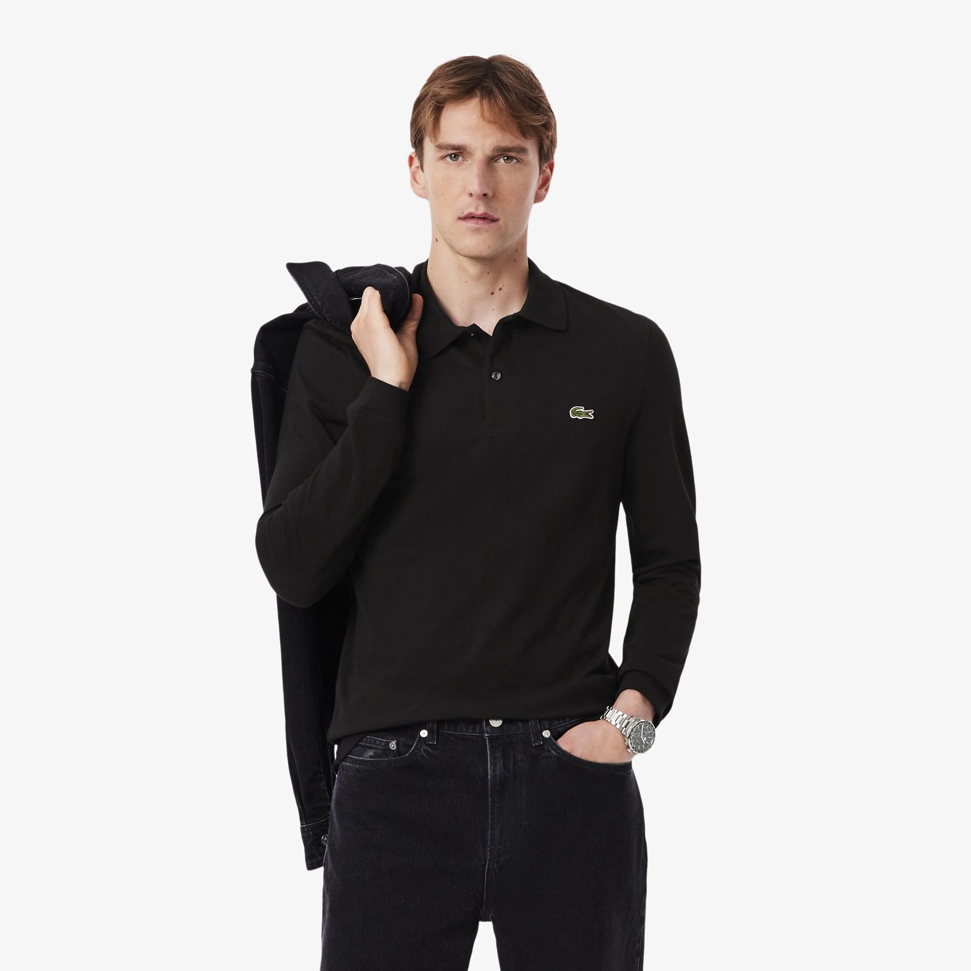 Lacoste L.12.12 Erkek Slim Fit Uzun Kollu Siyah Polo