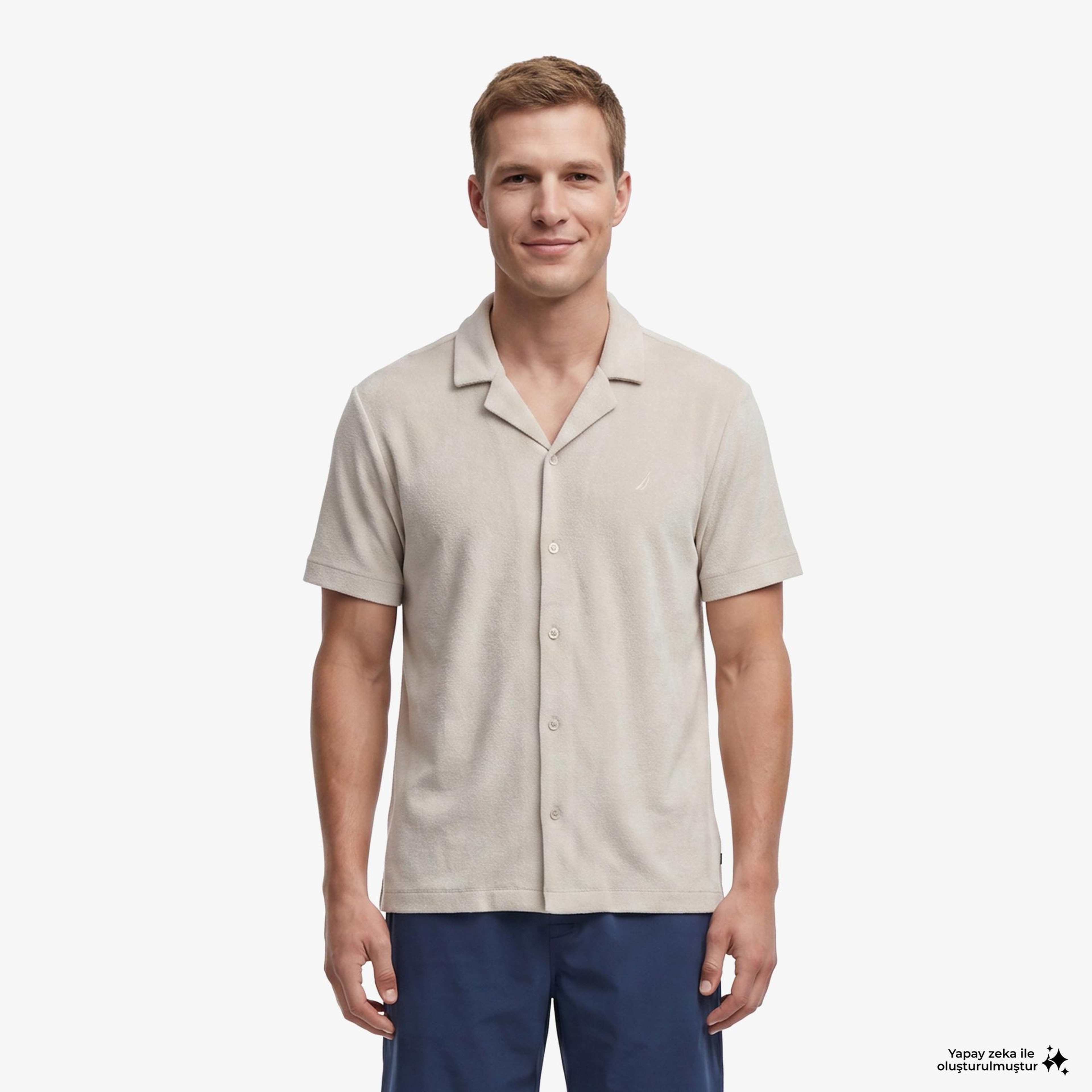 Nautica Erkek Gri Regular Fit Kısa Kollu Gömlek